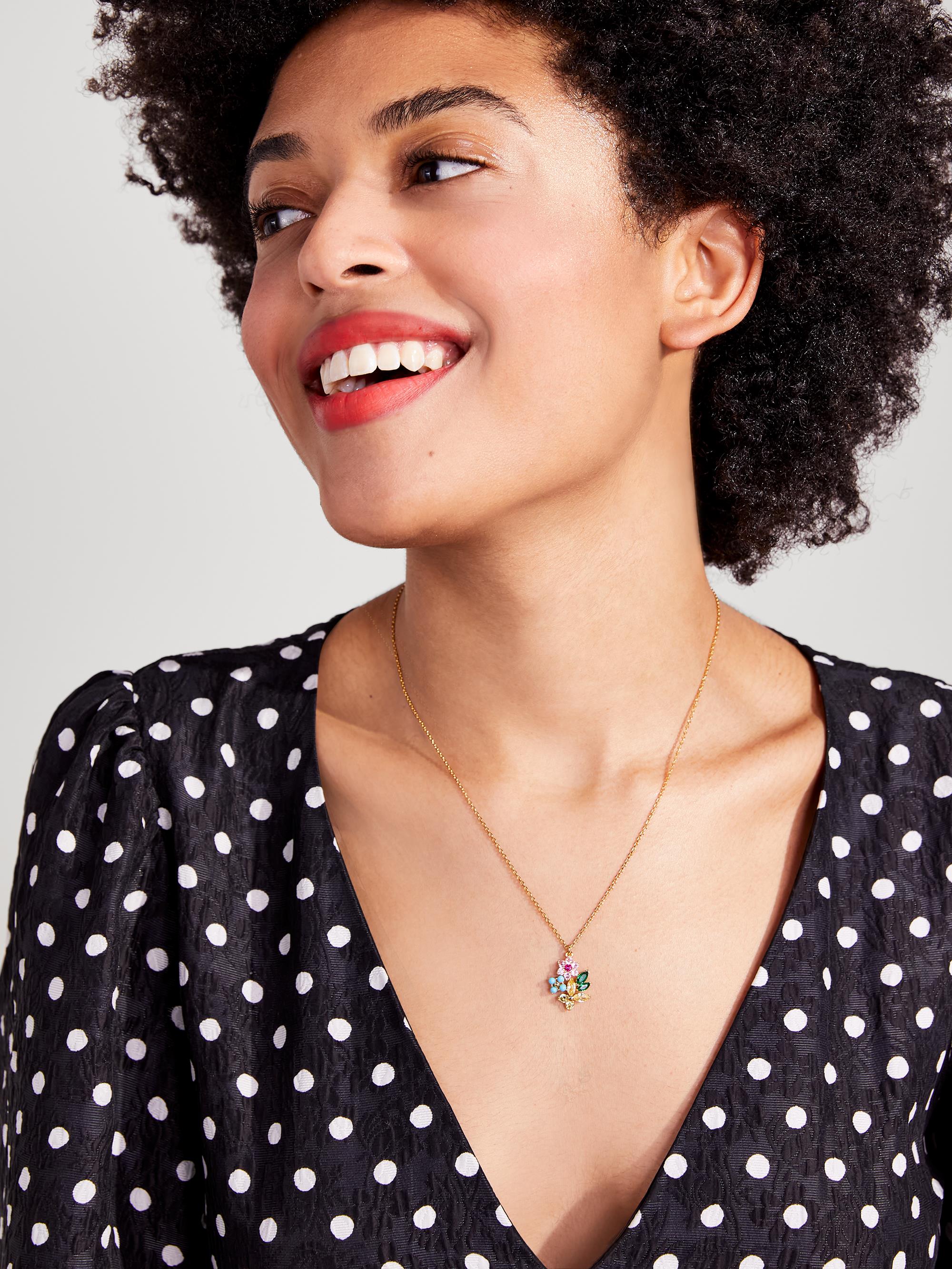 K7542-Social Butterfly Necklace-Clear/Gold