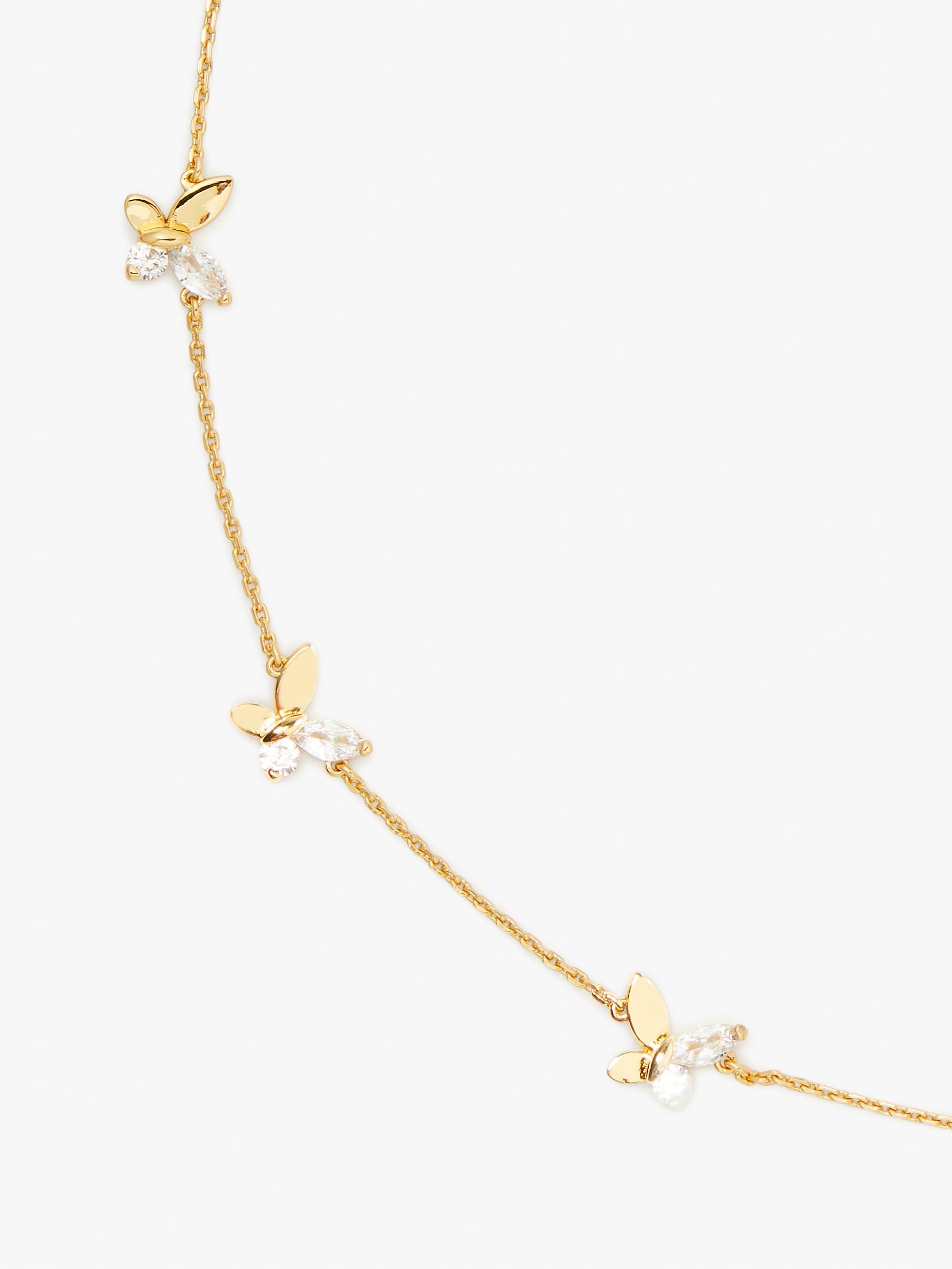 K7542-Social Butterfly Necklace-Clear/Gold