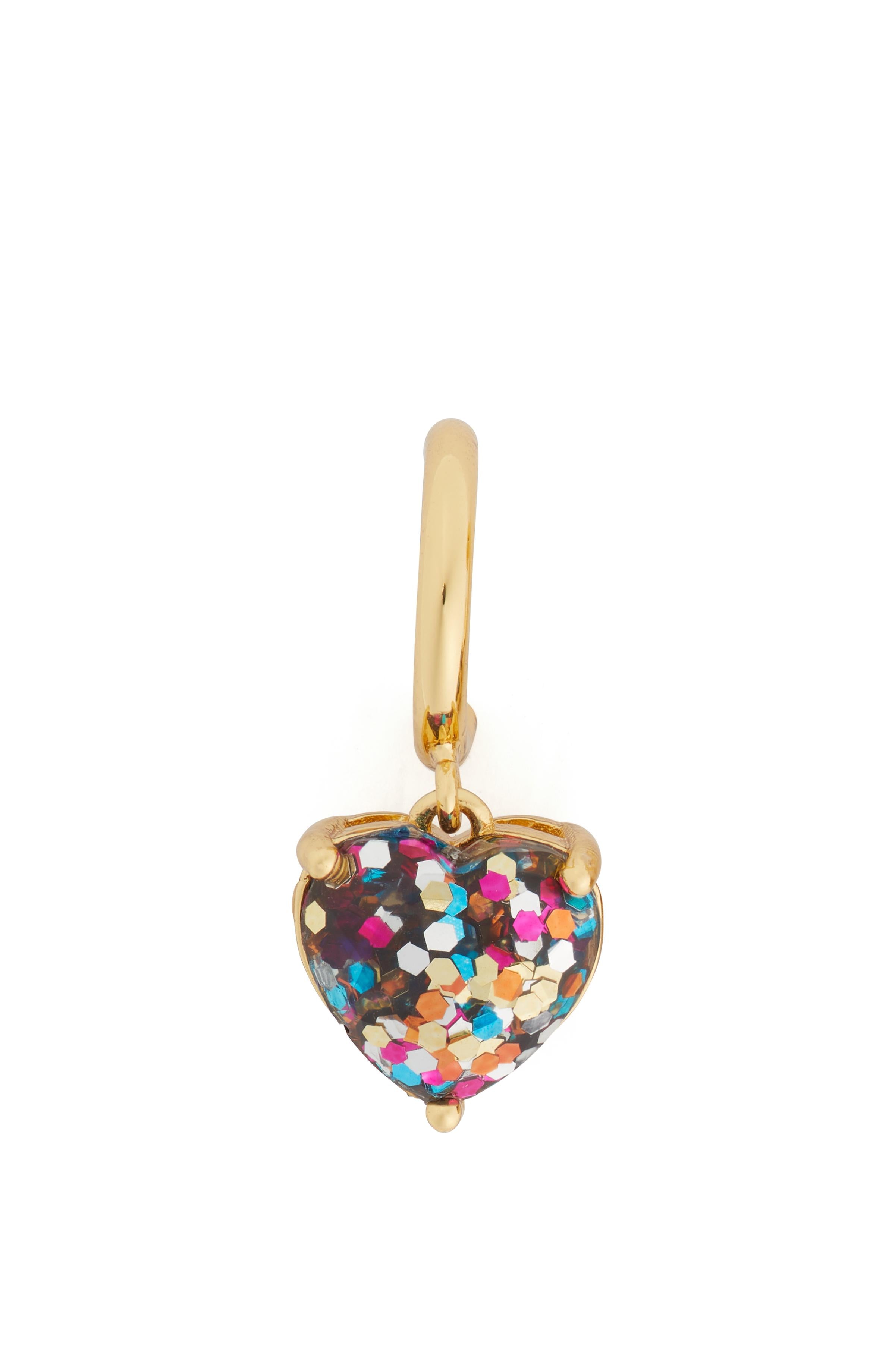 K7583-My Love Glitter Heart Huggies-Multi Glitter