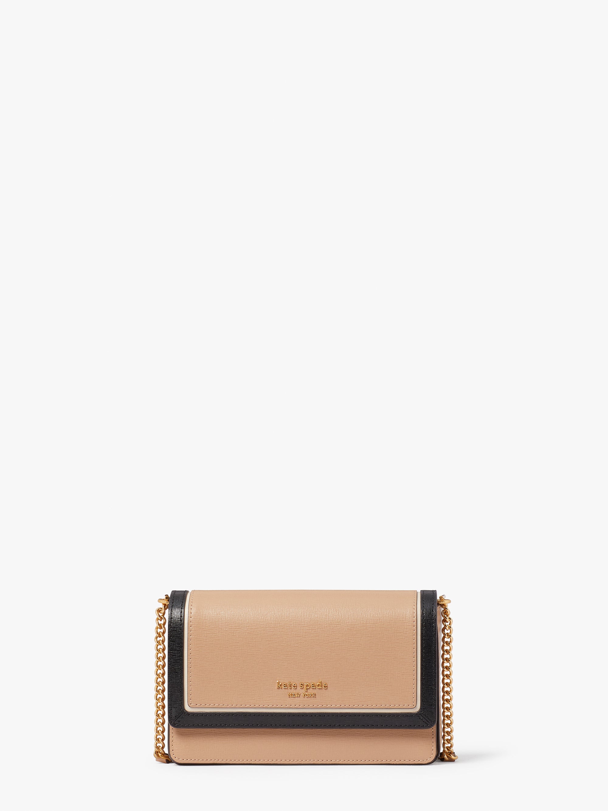k8963_Morgan Colorblocked Flap Chain Wallet_Cafe Mocha Multi
