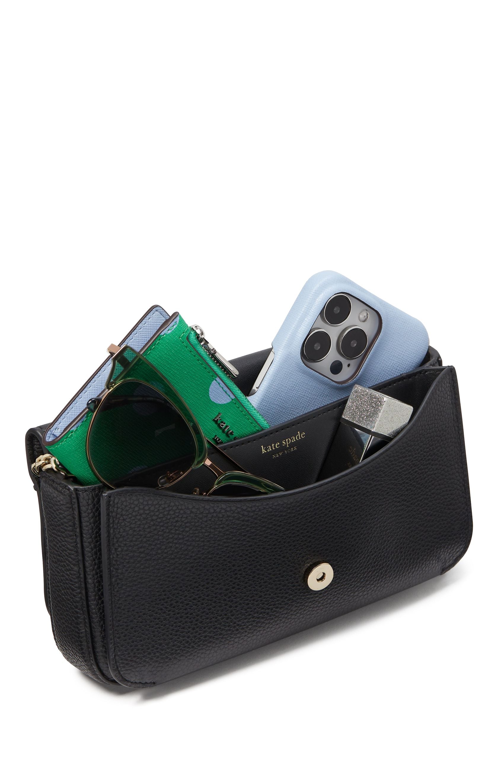 Ava Pebbled Leather Flap Chain Wallet