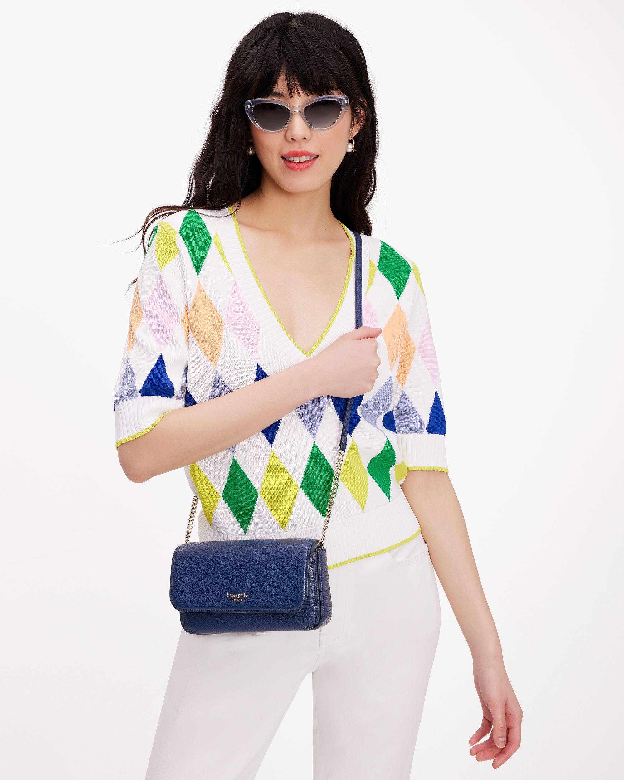 Ava Pebbled Leather Flap Chain Wallet