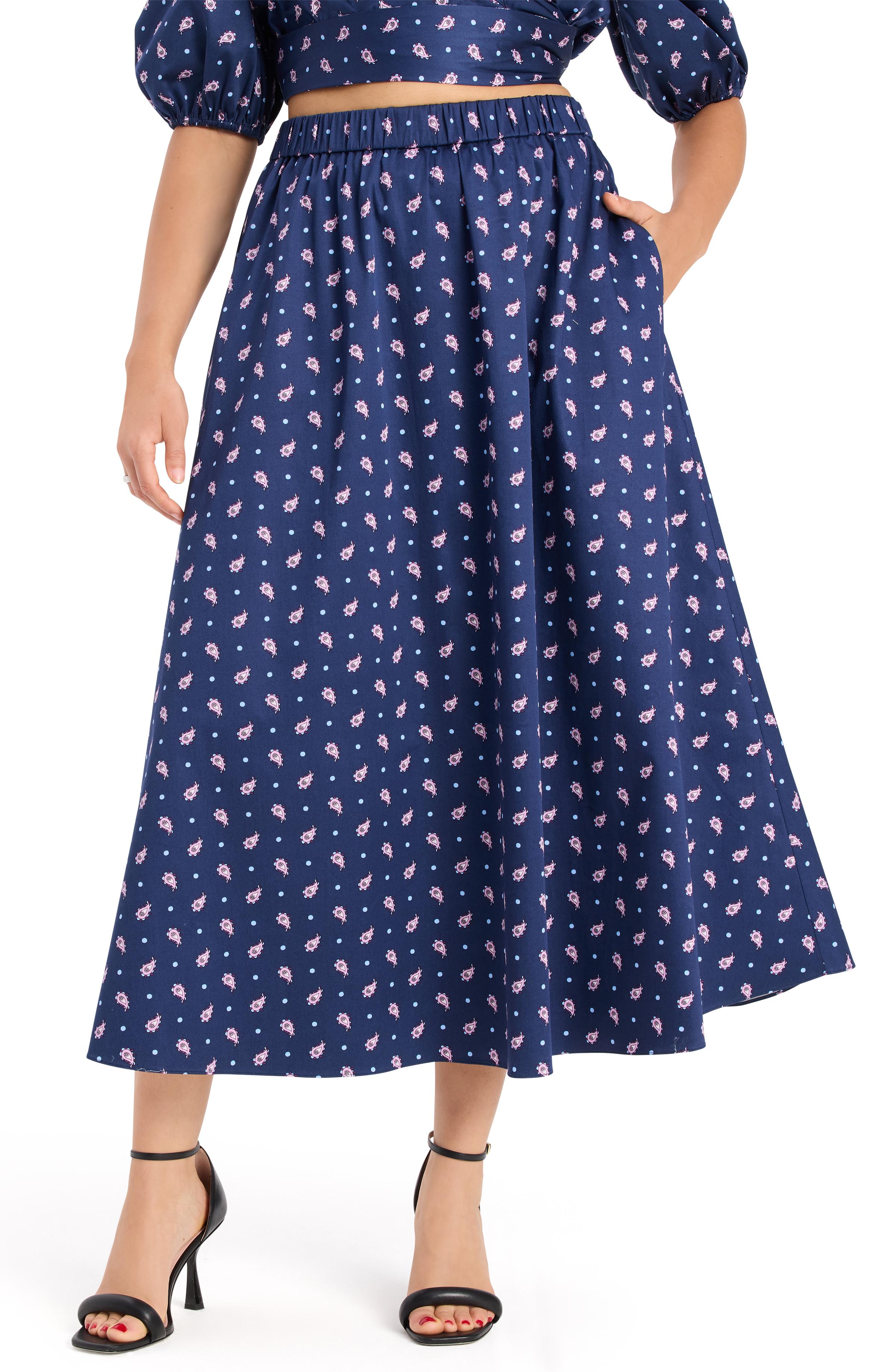 paisley foulard midi skirt