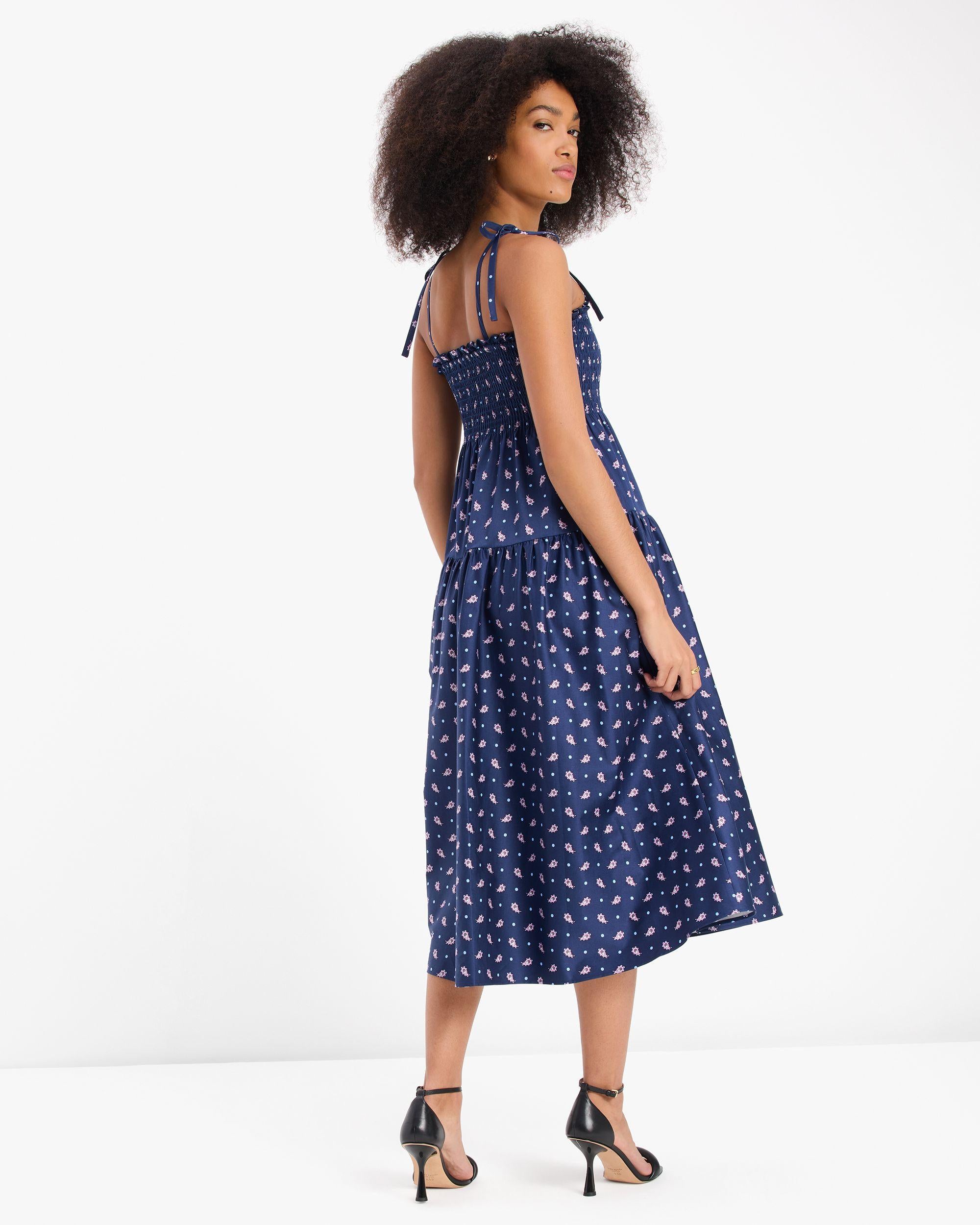 paisley foulard smocked dress
