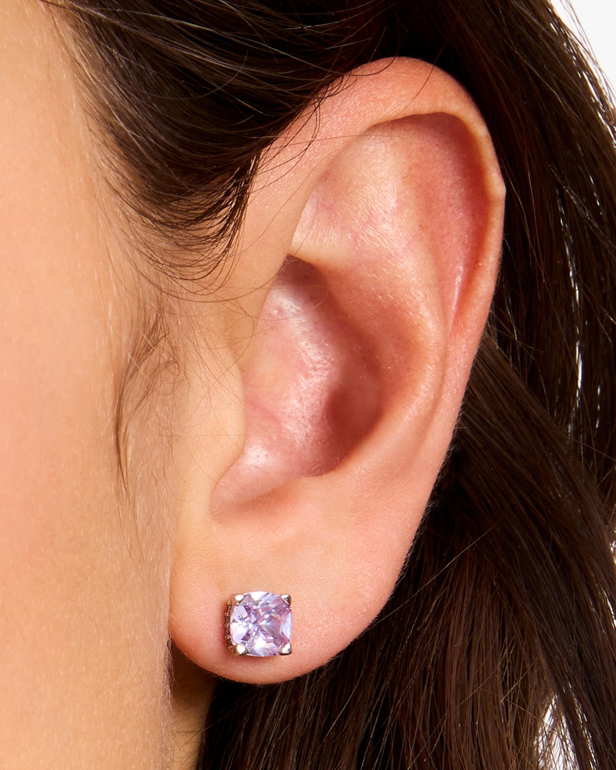 KH922-Little Luxuries 6Mm Square Studs-Lavendersilver