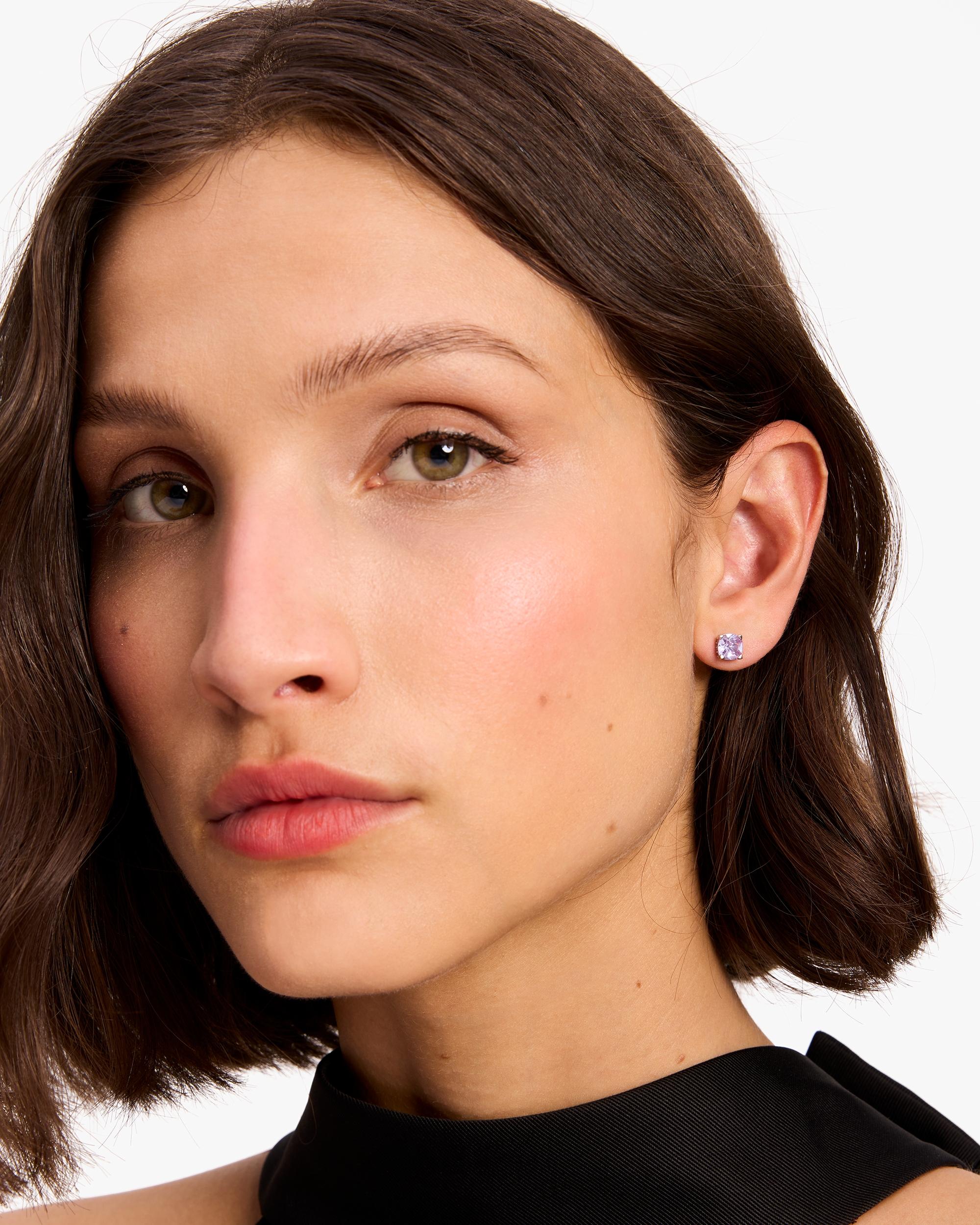 KH922-Little Luxuries 6Mm Square Studs-Lavendersilver