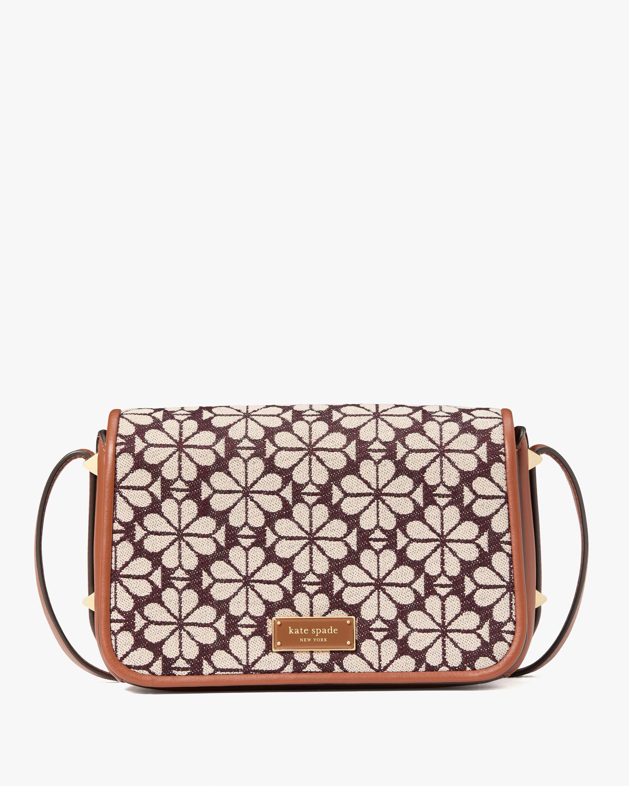 spade flower jacquard small flap crossbody