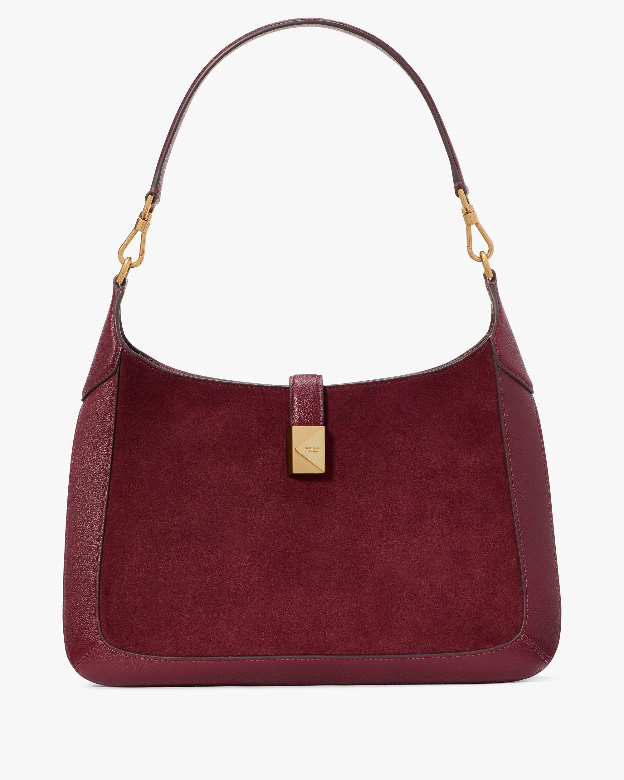 Deco Pebbled Leather Suede Hobo Bag