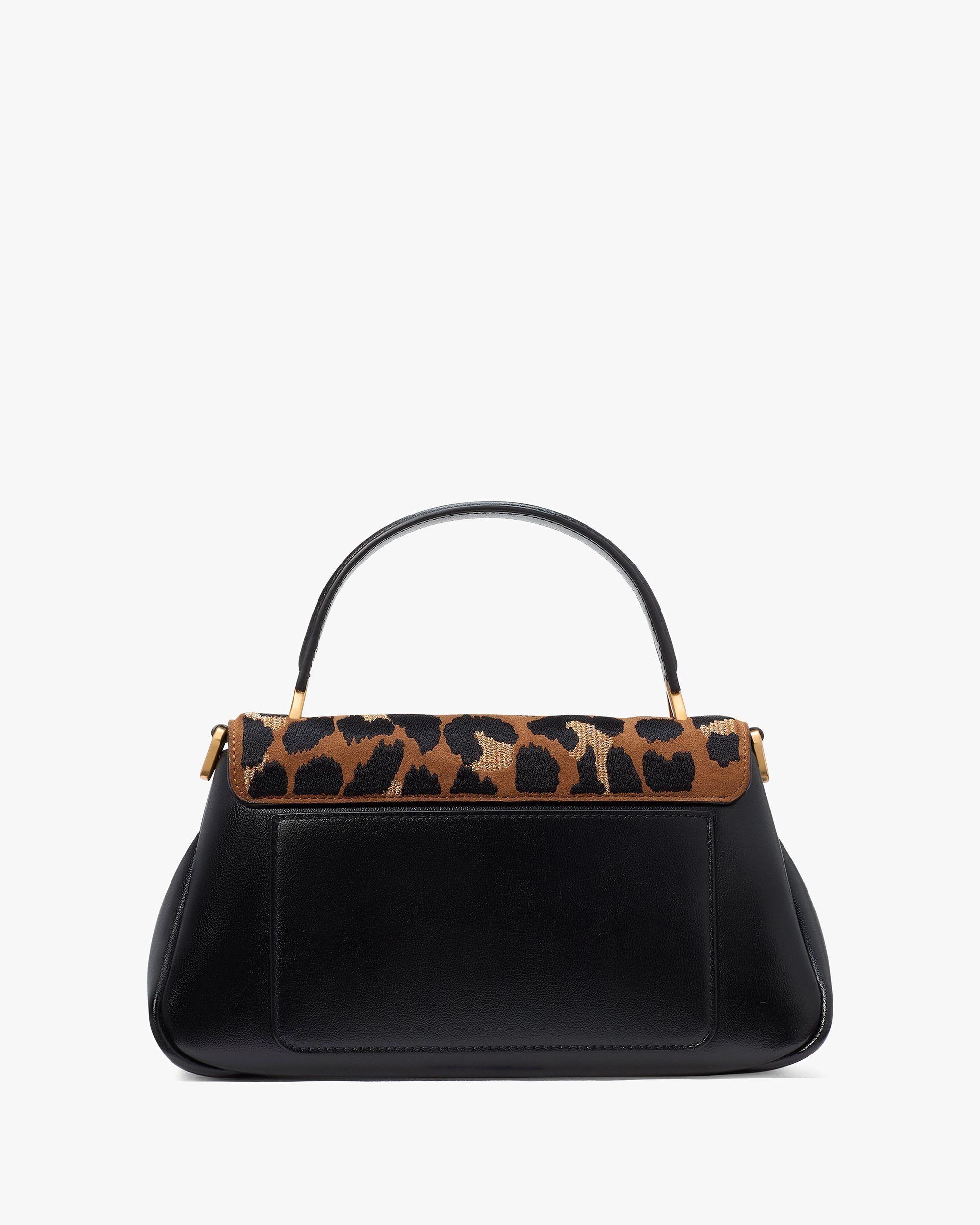 Grace Leopard Suede Small Top Handle Bag