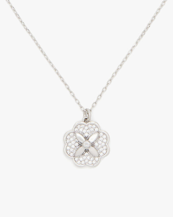 KJ325-Heritage Bloom Mini Pendant-Clear/Silver