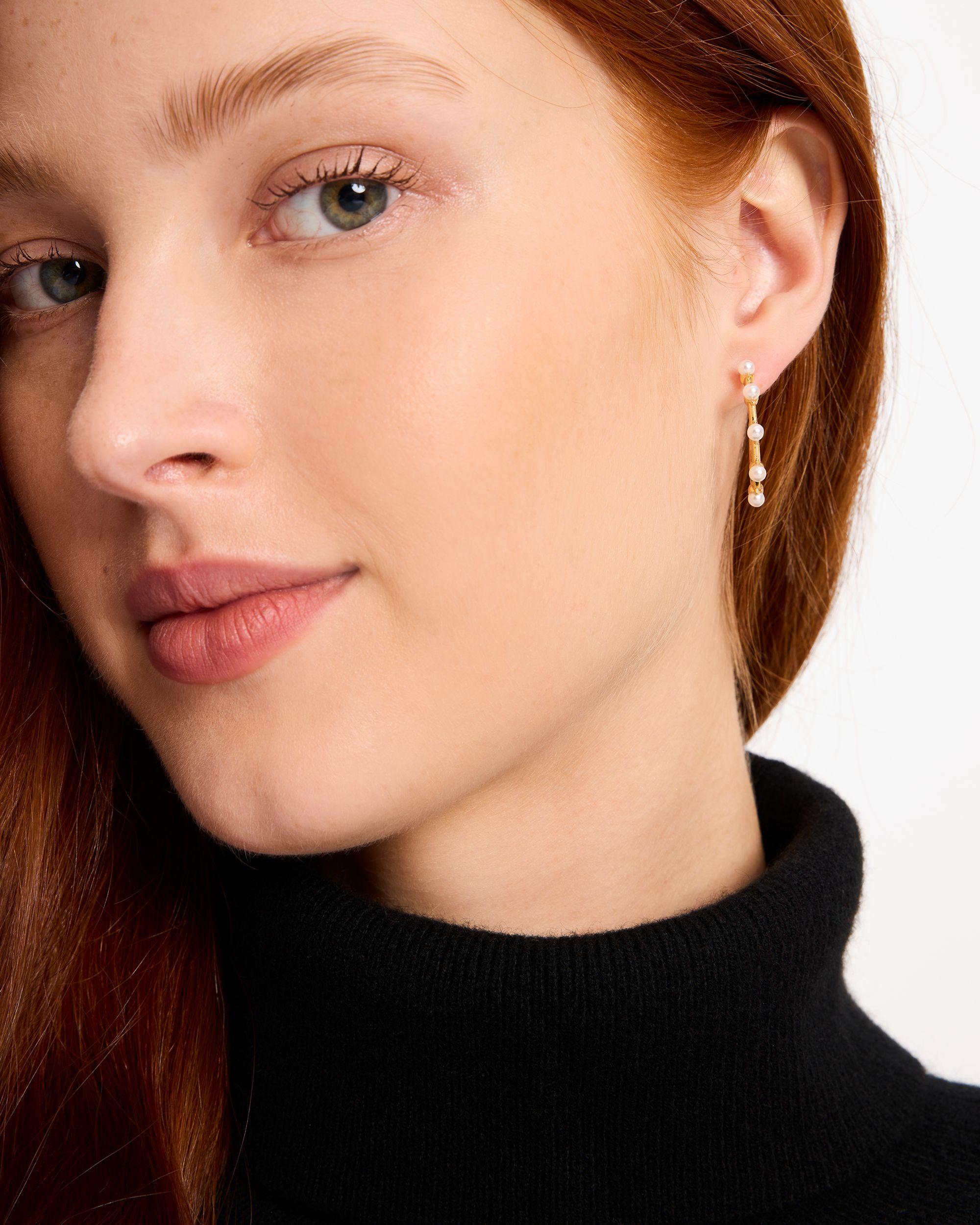 KJ405-Hint Of Shimmer Hoops-Cream/Gold