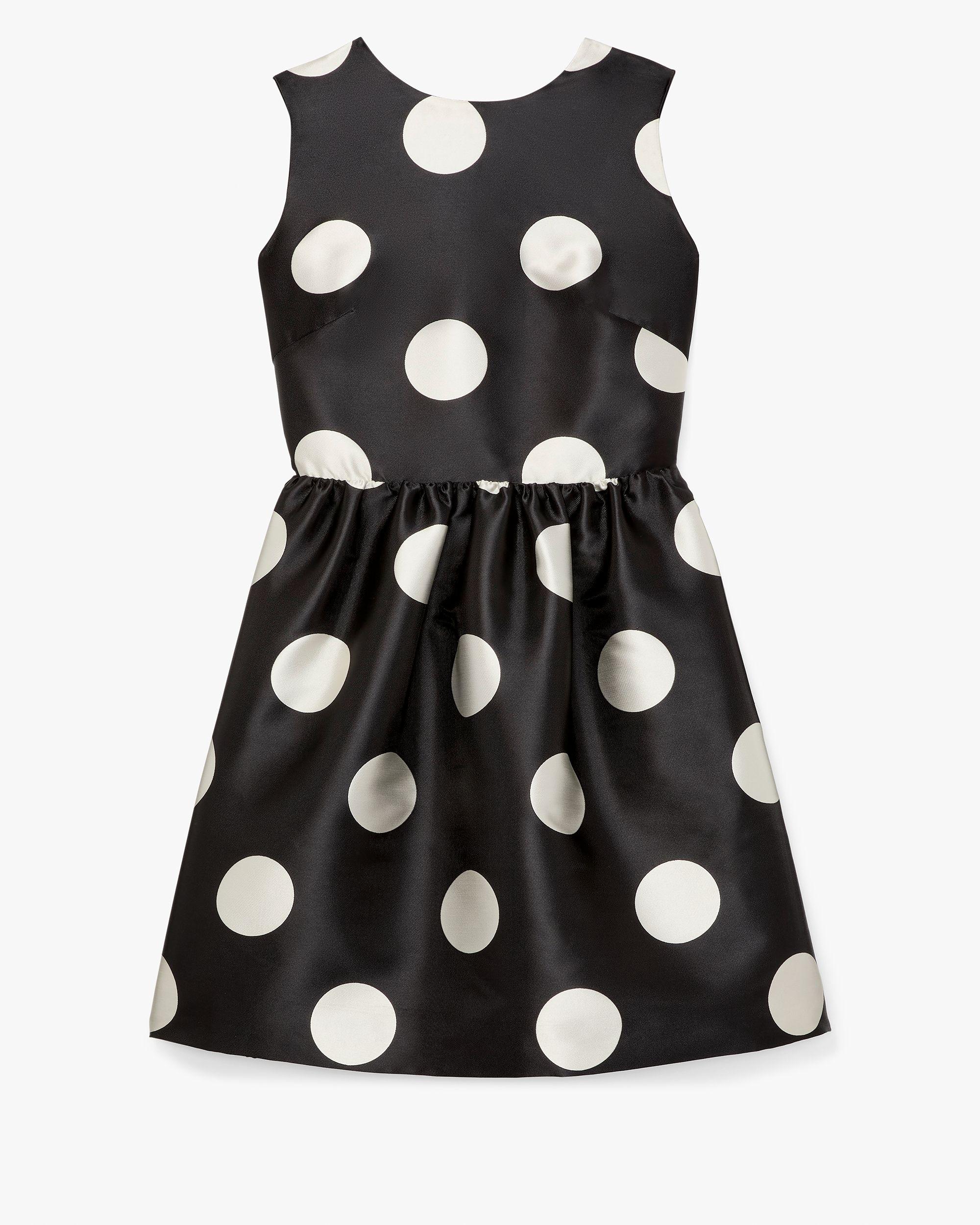 breezy dot fit-and-flare bow dress