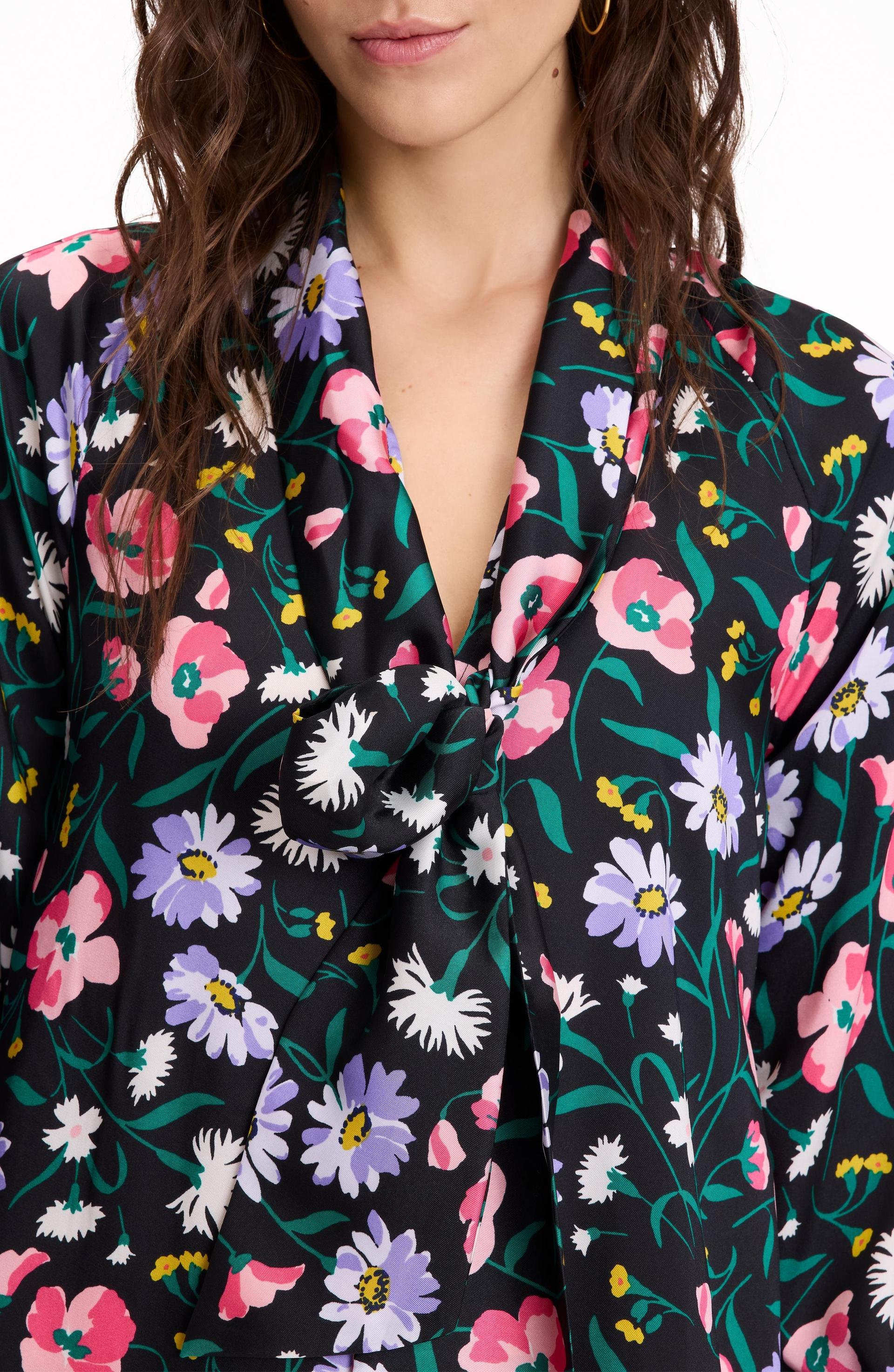Spring Bouquet Tie-Neck Dress