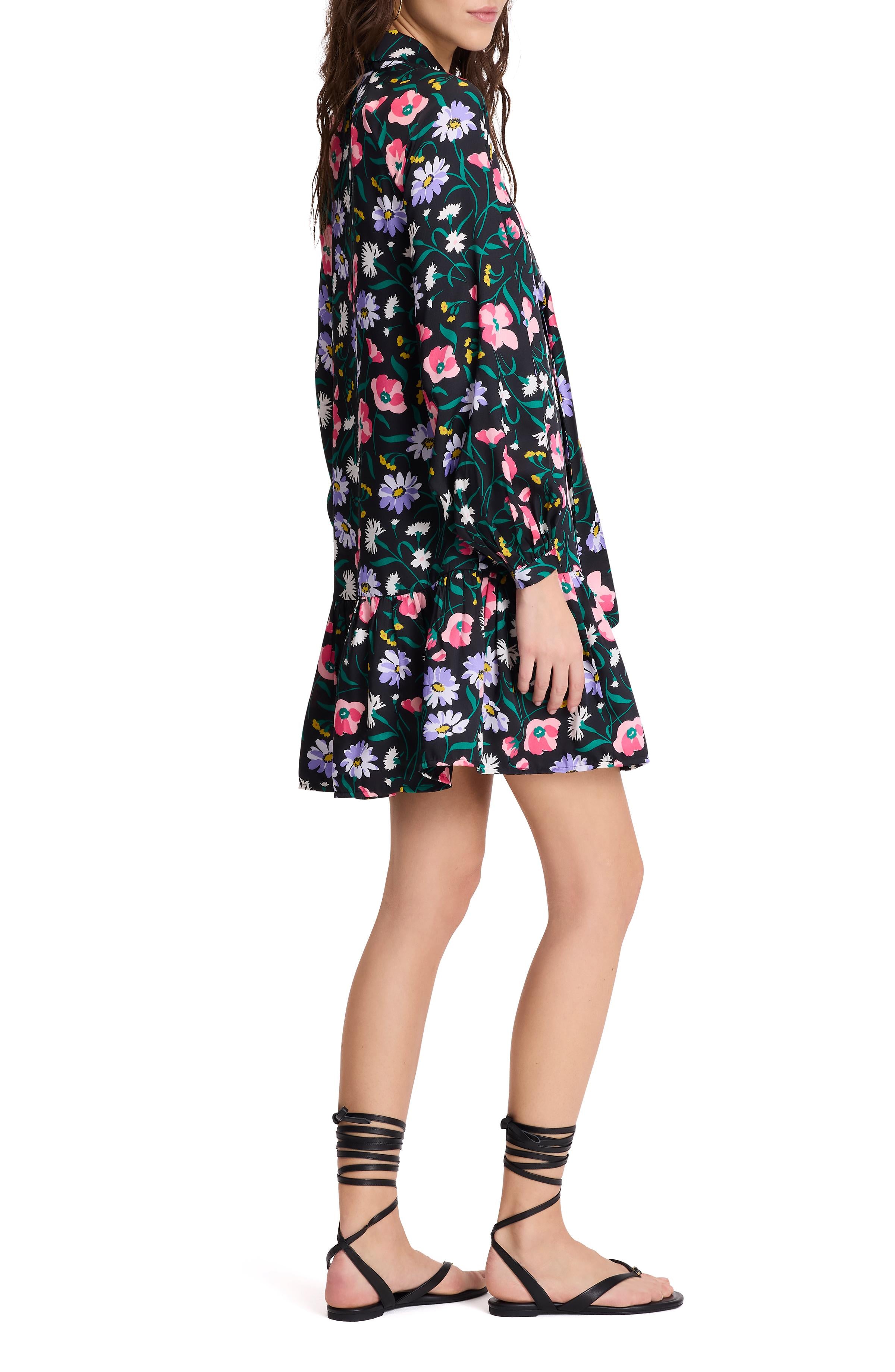 Spring Bouquet Tie-Neck Dress