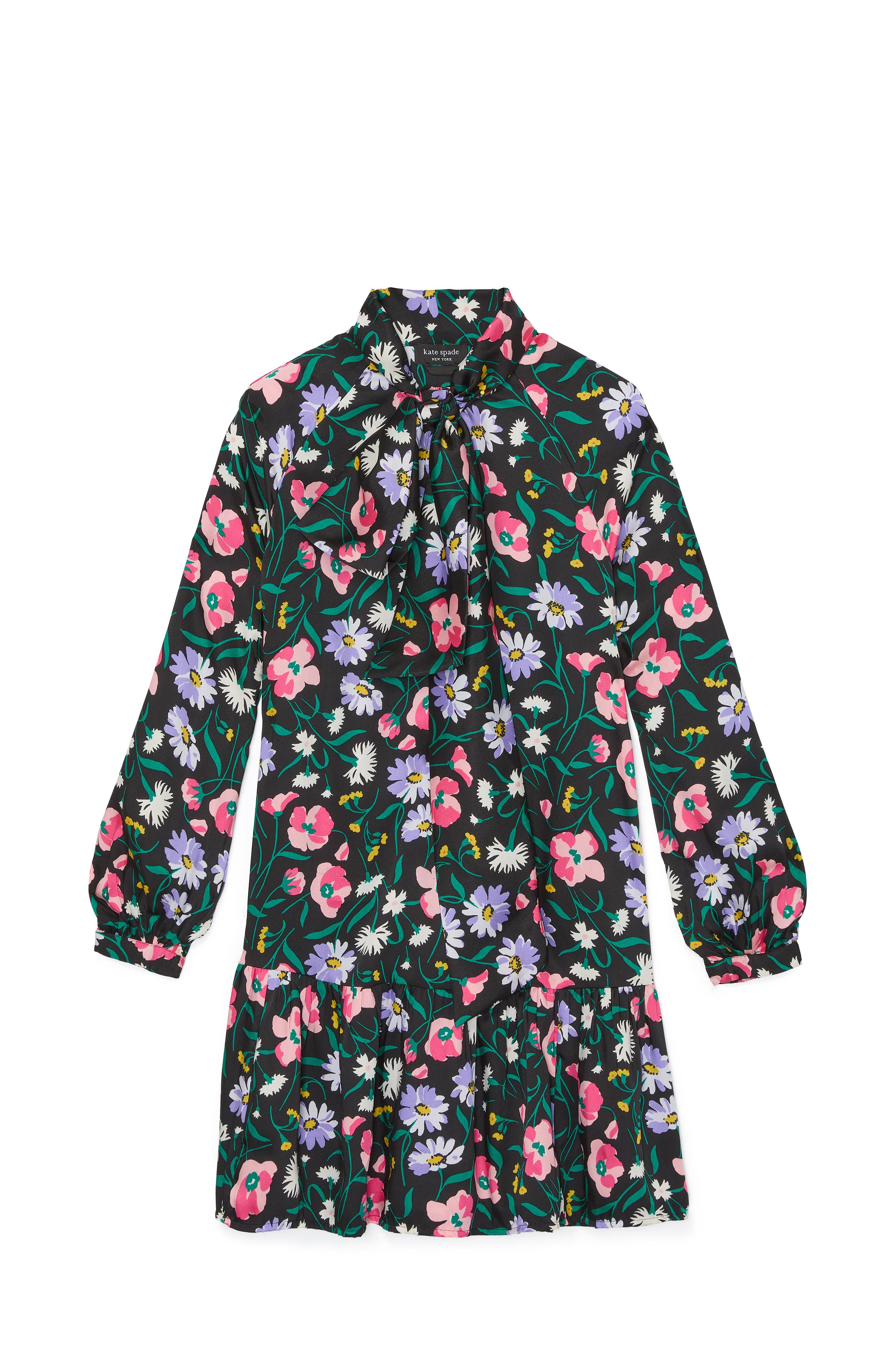 Spring Bouquet Tie-Neck Dress