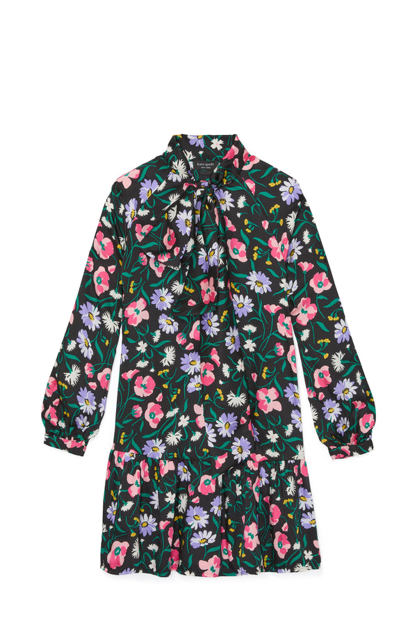 Spring Bouquet Tie-Neck Dress