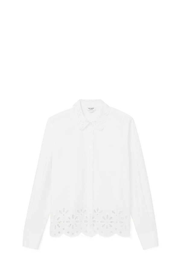 KL697-Daisy Eyelet Shirt-Fresh White