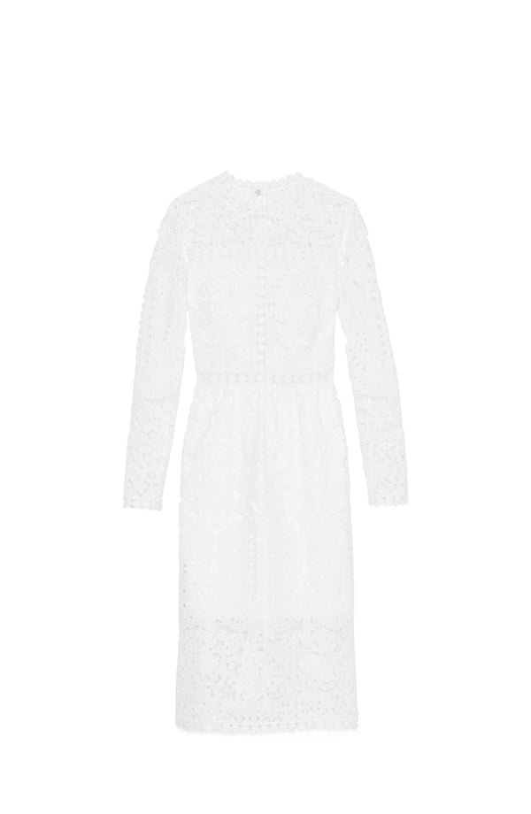 KL718-Guipure Lace Dress-Cream