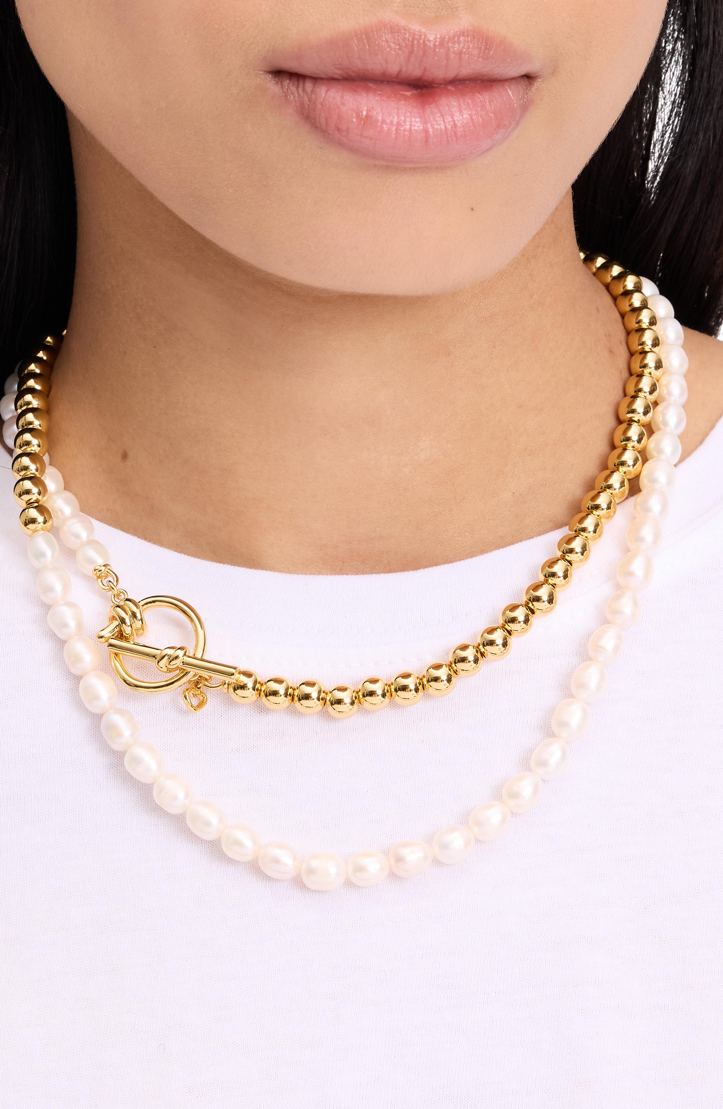 KM004-Ropes & Knots Long Toggle Necklace-Cream/Gold