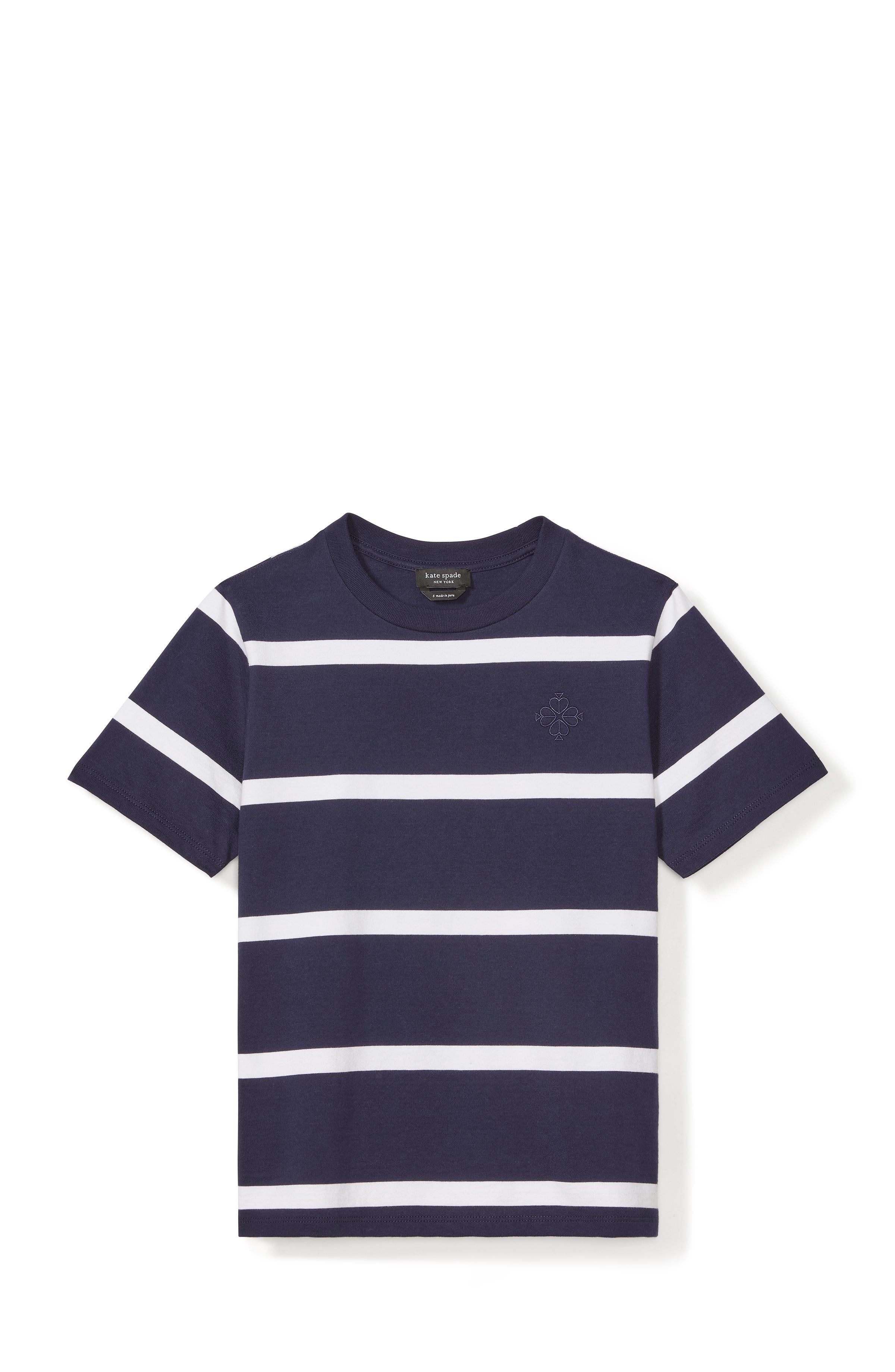 KM077-Montauk Stripe Logo Tee-Planetary Navy/Fresh