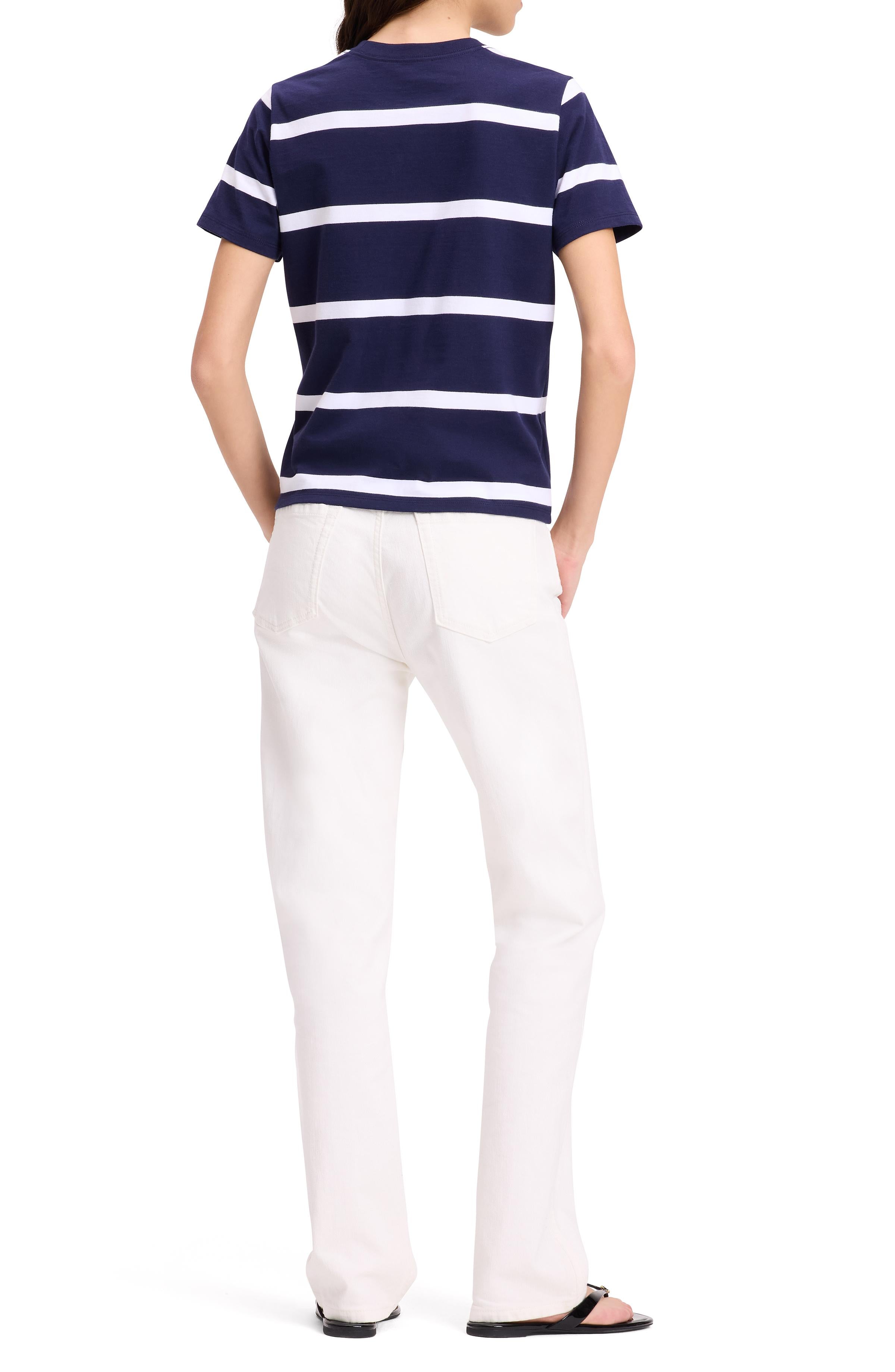 KM077-Montauk Stripe Logo Tee-Planetary Navy/Fresh
