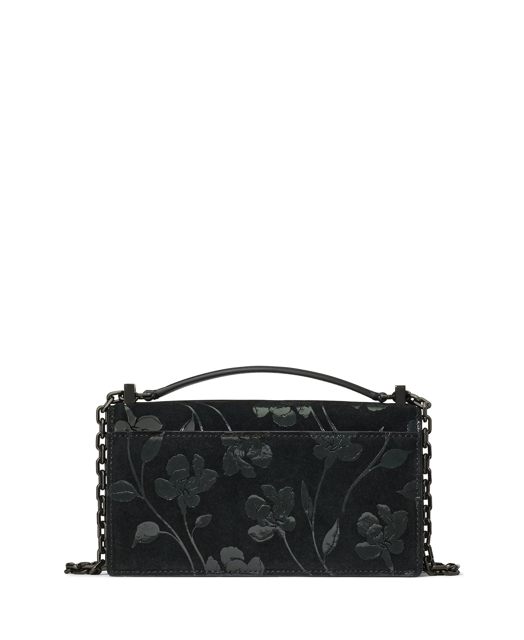 Deco Uptown Blooms Printed Suede Mini Flap Chain Crossbody