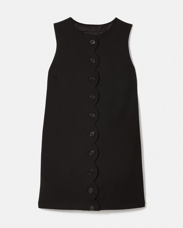 KM477-Scallop Shift Dress-Black