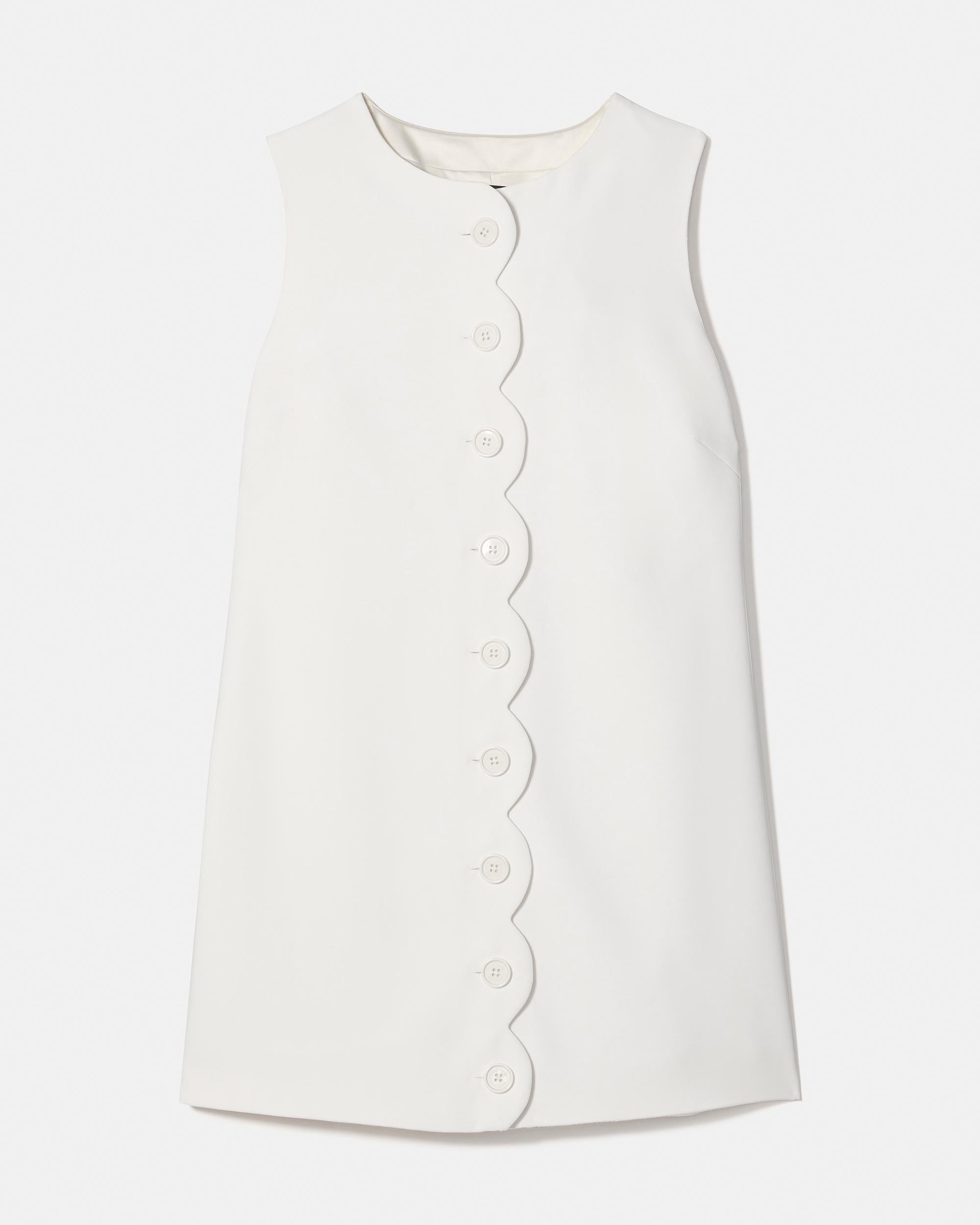 KM477-Scallop Shift Dress-Cream