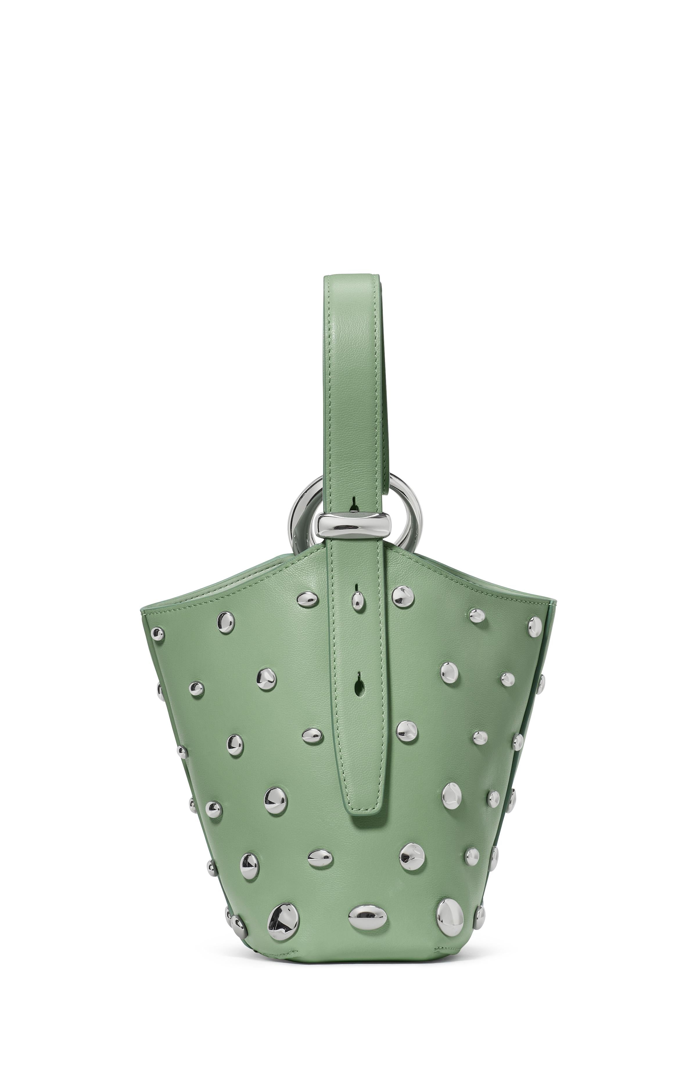 KM492-Halo Studded Mini Bucket Bag-Crisp Sage
