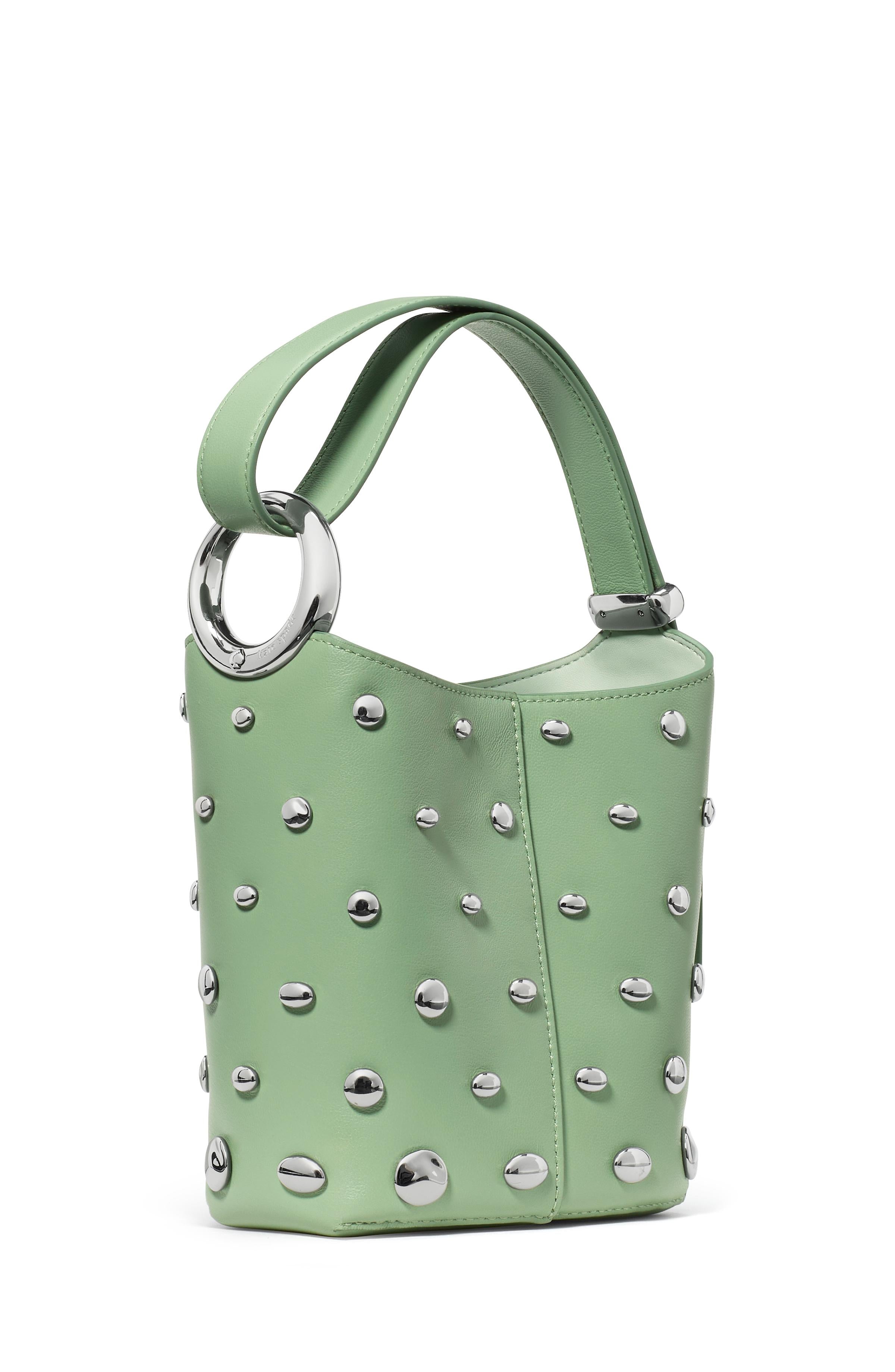 KM492-Halo Studded Mini Bucket Bag-Crisp Sage