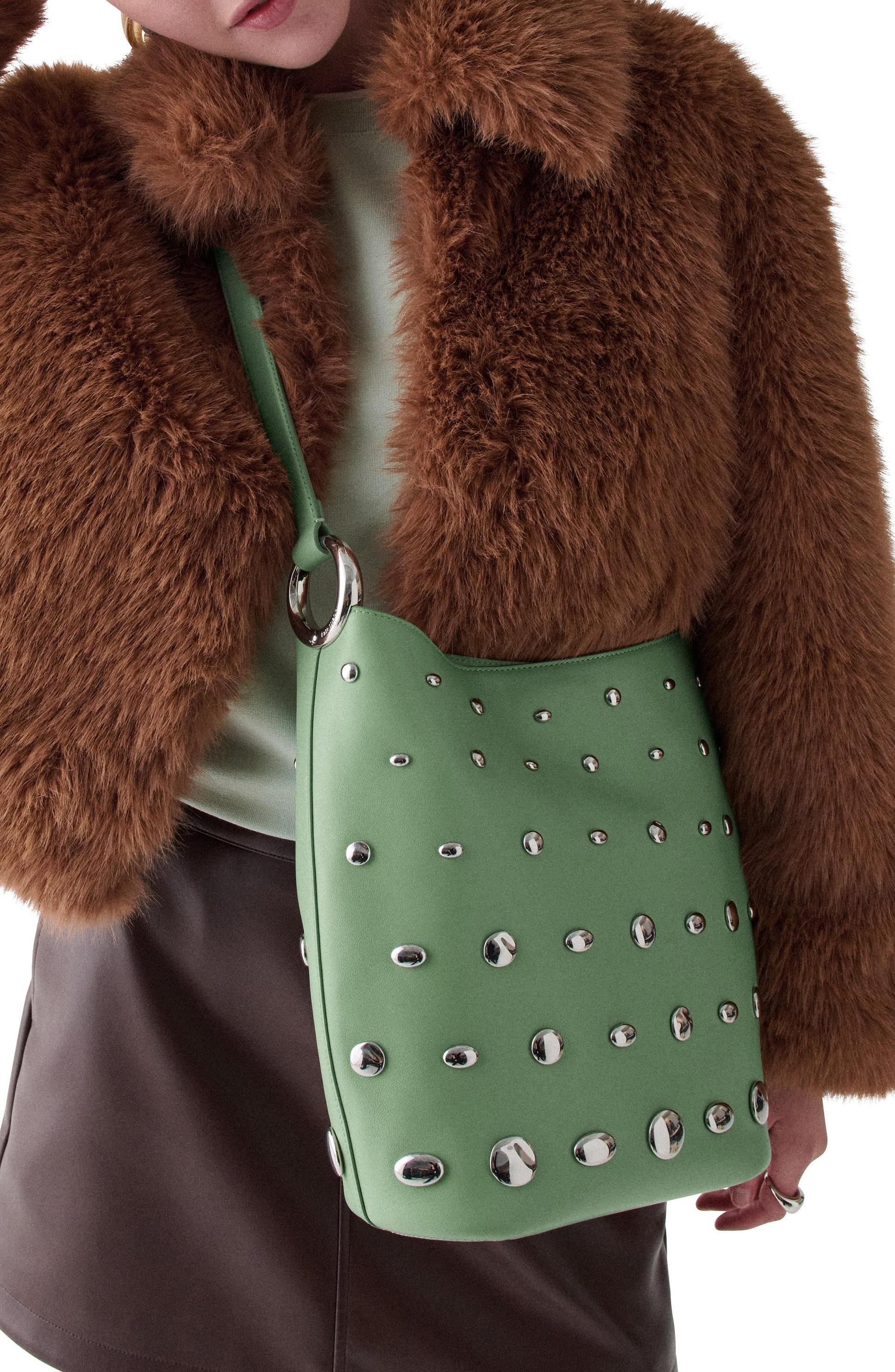 KM493-Halo Studded Bucket Bag-Crisp Sage
