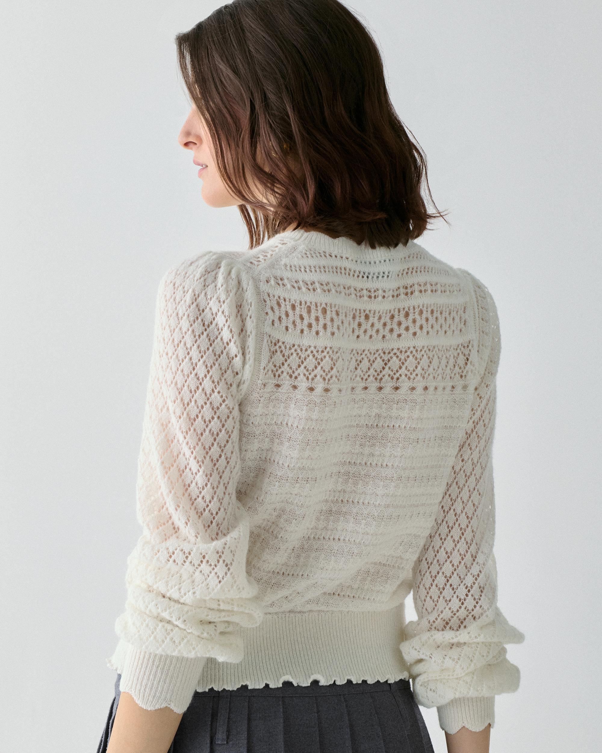 KM773-Pointelle Sweater-Cream