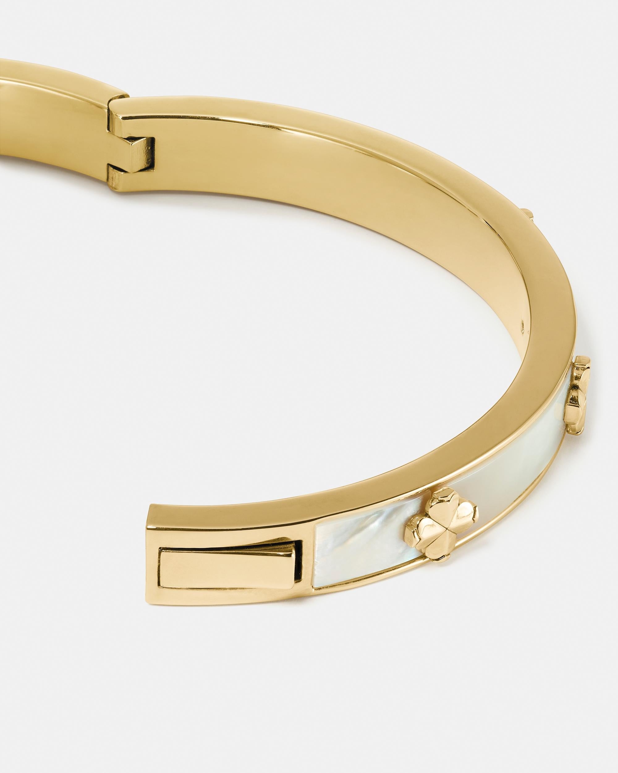 KM985-Spade Flower Hinged Bangle-Mother Of Pearl