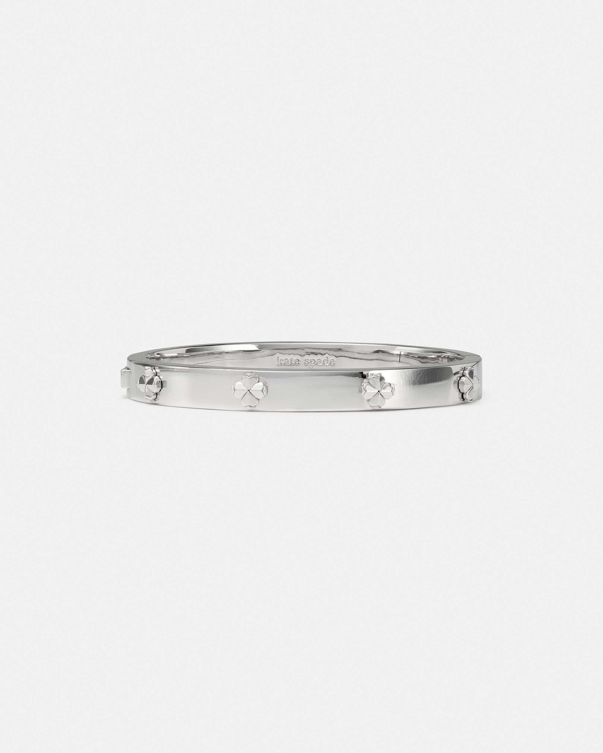 KM995-Spade Flower Hinged Bangle-Silver