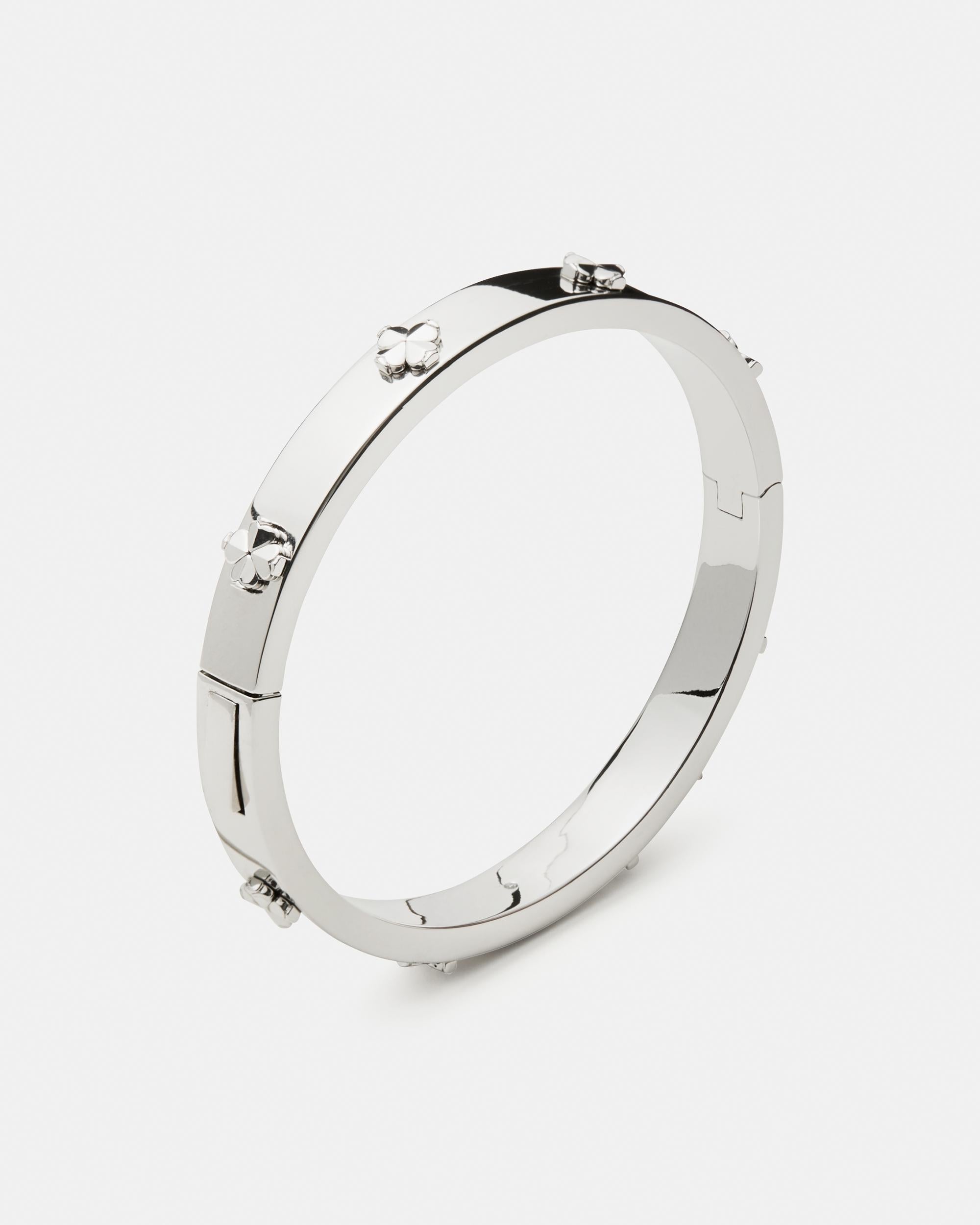 KM995-Spade Flower Hinged Bangle-Silver