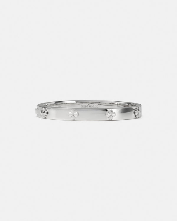 KM995-Spade Flower Hinged Bangle-Silver