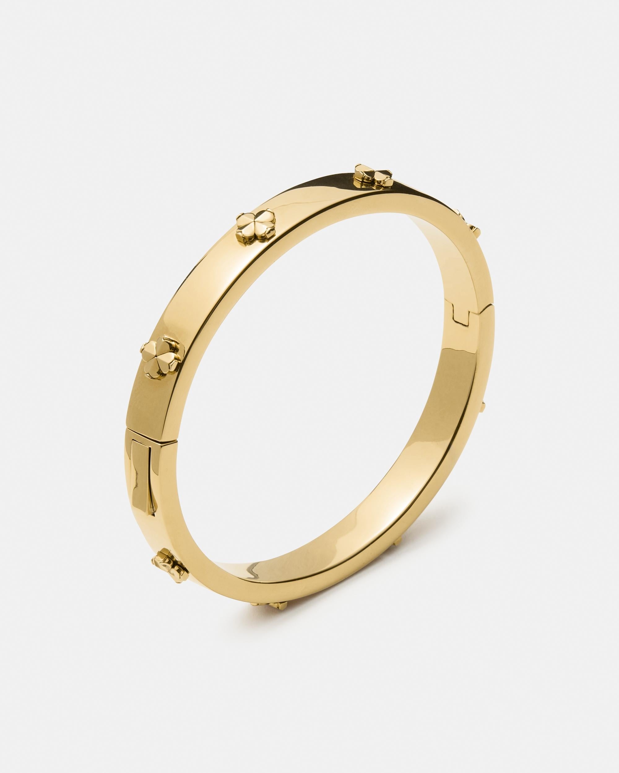 KM995-Spade Flower Hinged Bangle-Gold
