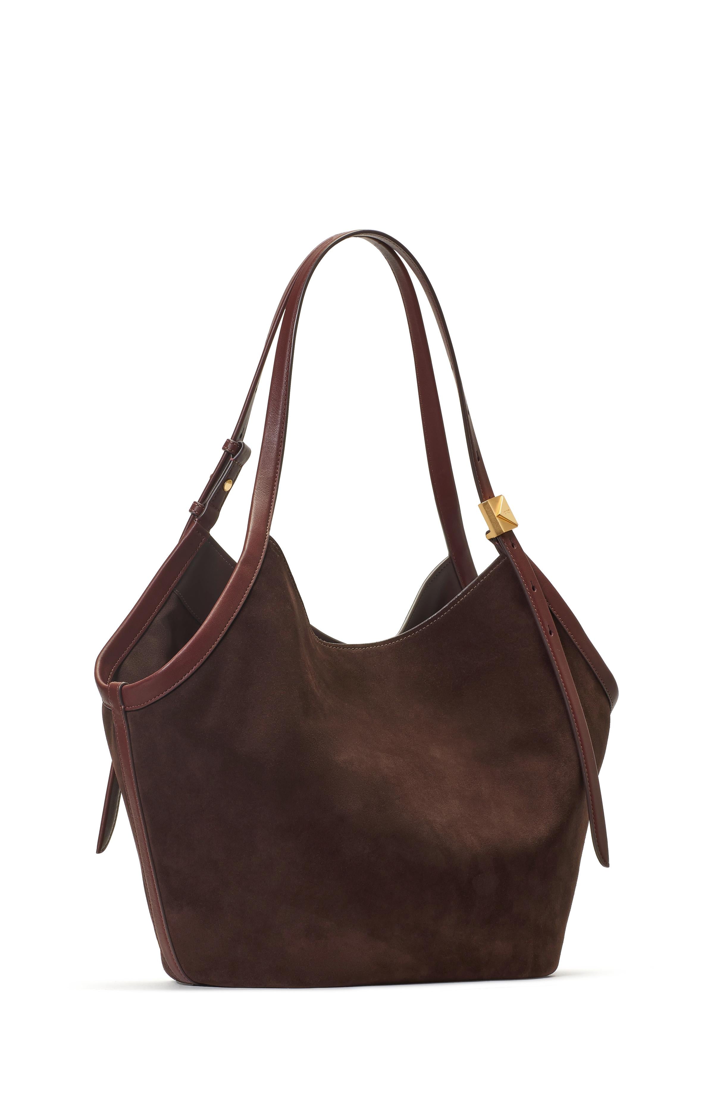 KN023-Deco Suede Tulip Tote-Hot Fudge