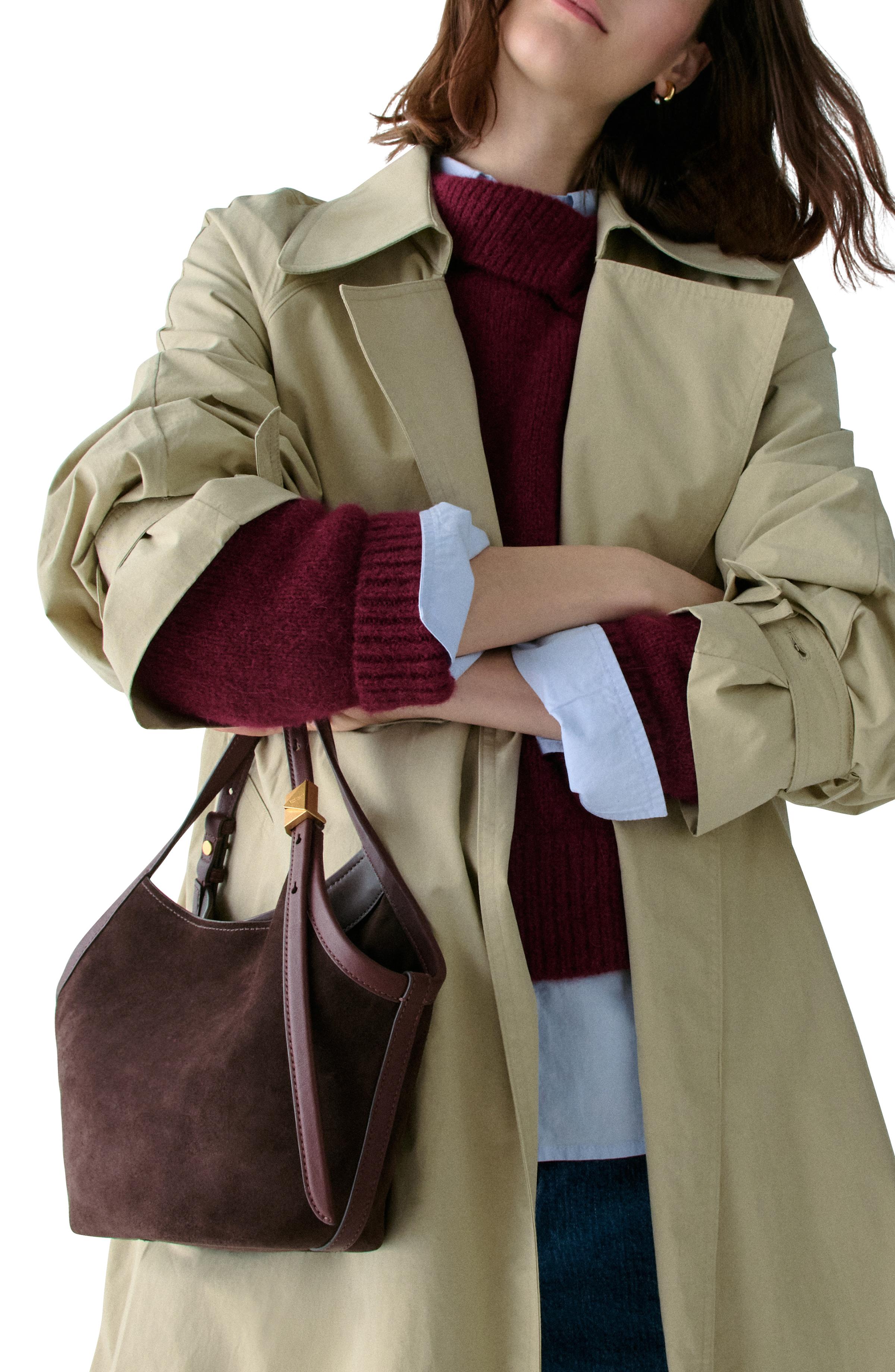 KN092-Deco Suede Small Tulip Tote Bag-Hot Fudge