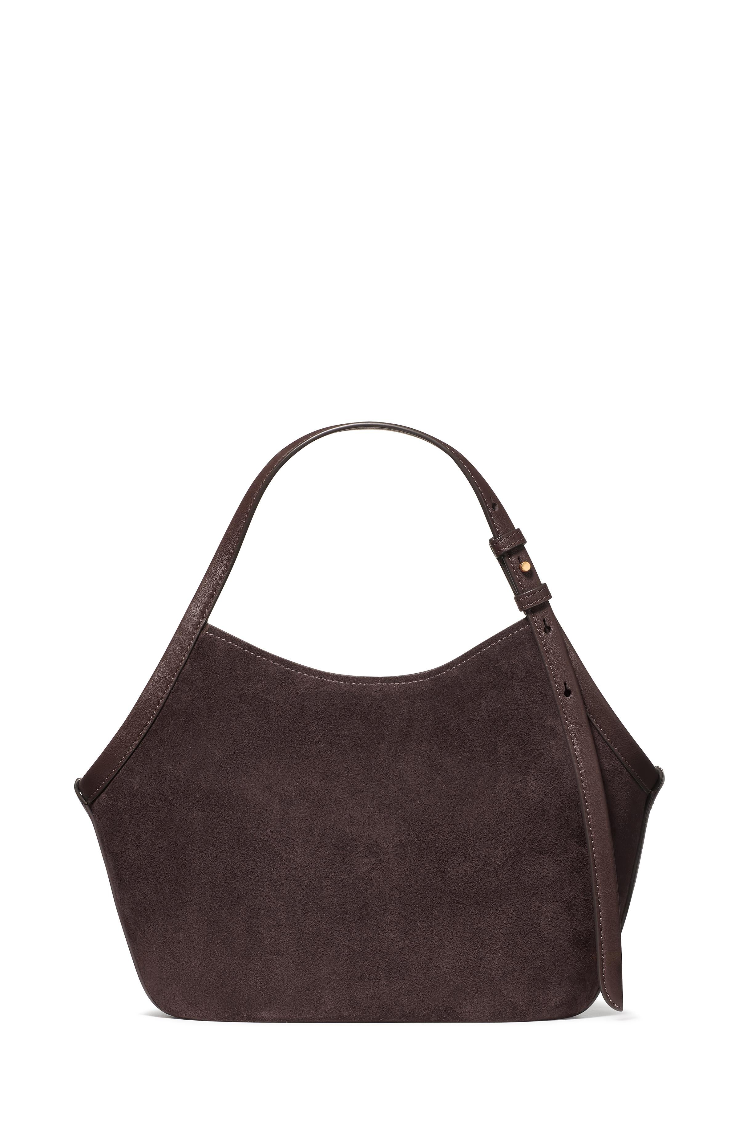 KN092-Deco Suede Small Tulip Tote Bag-Hot Fudge