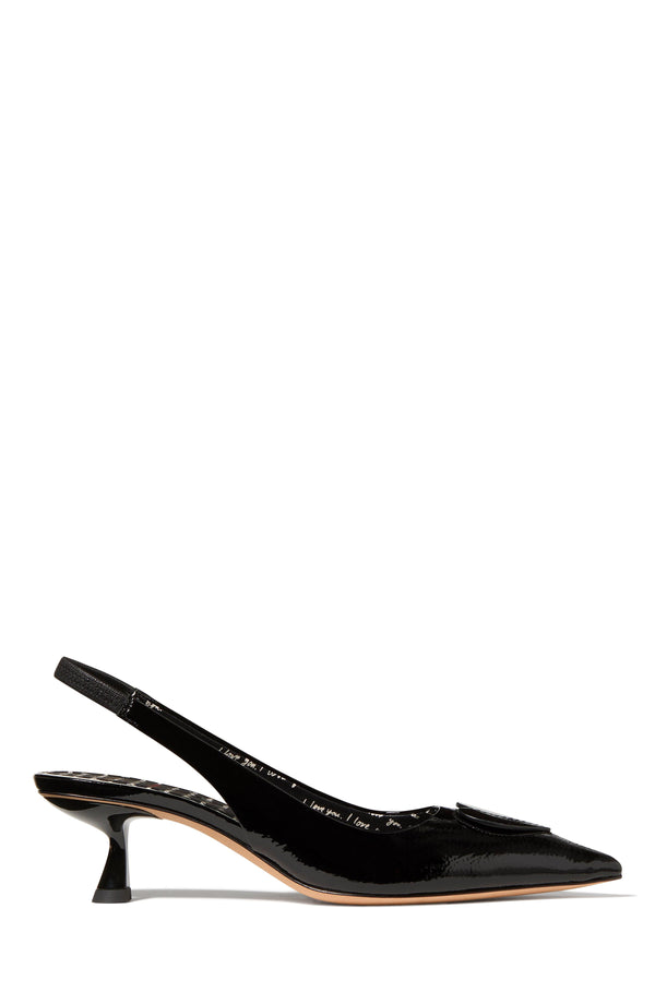 KN177-Lover Slingback Kitten Heel-Black