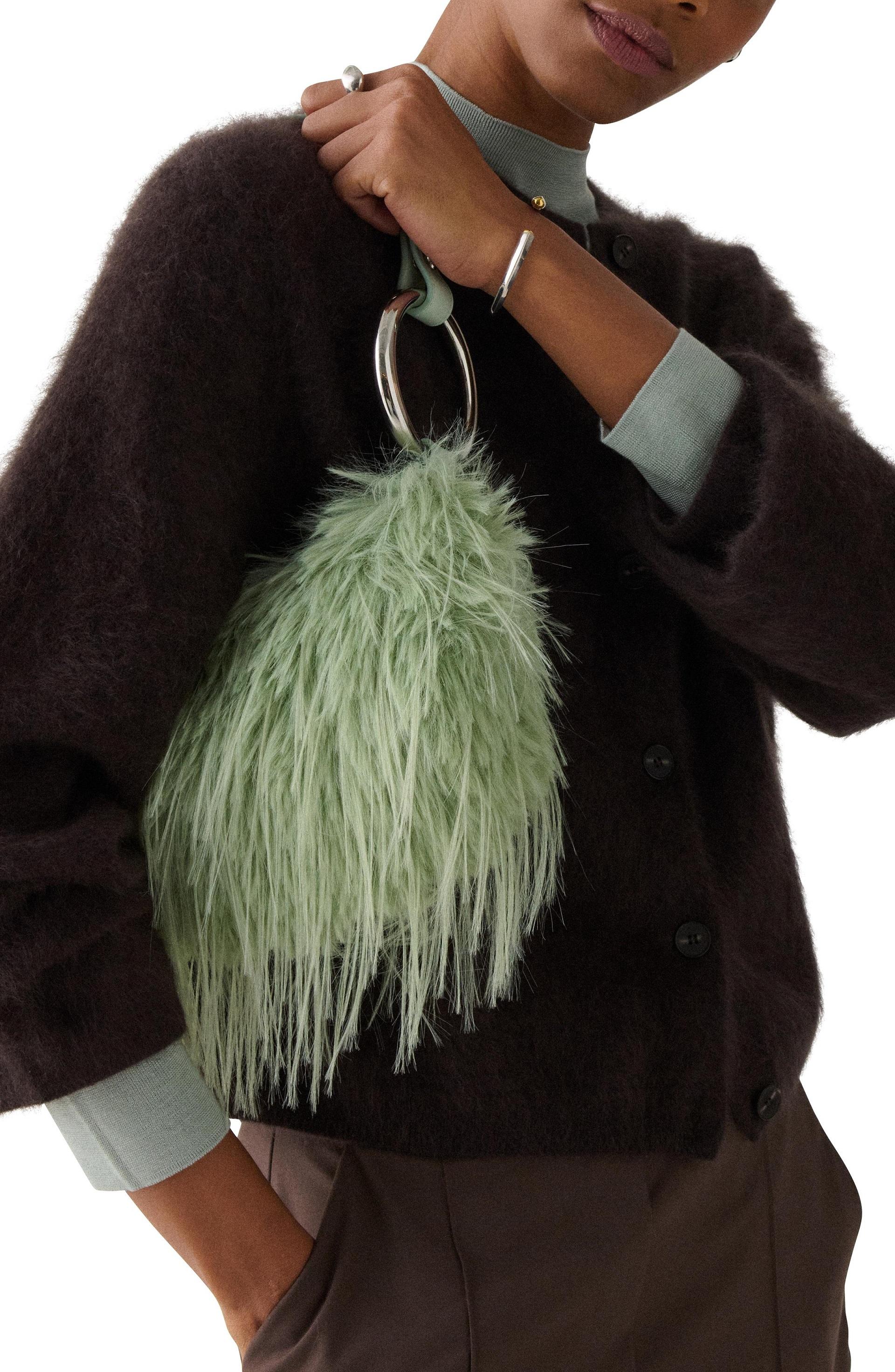 KN258-The Faux Fur Bangle Bag-Mint Frosting