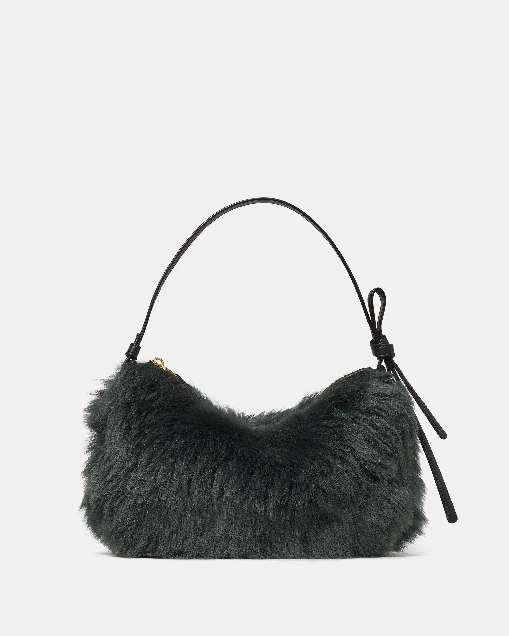 KN295-Loop Shearling Shoulder Bag-Deep Evergreen