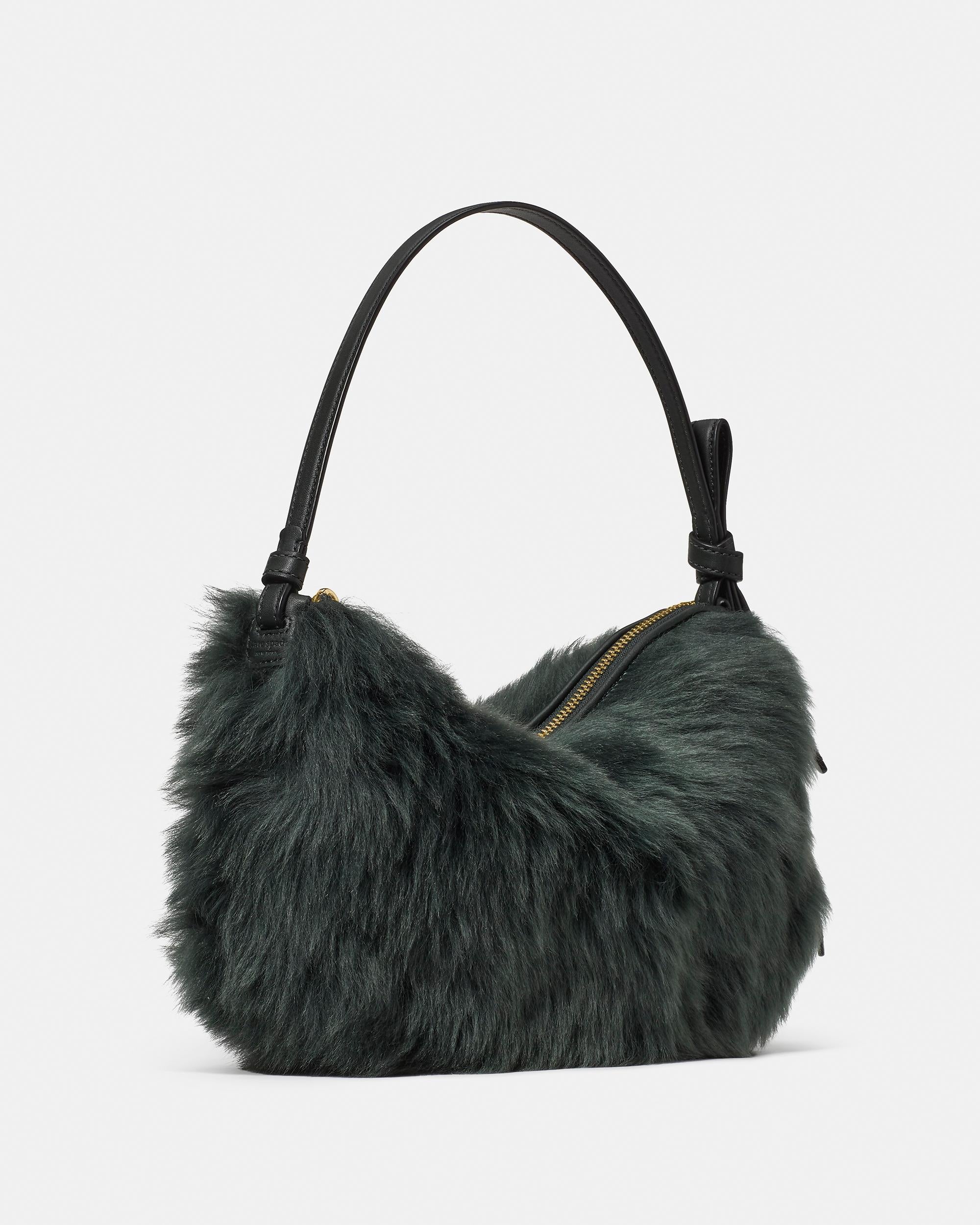 KN295-Loop Shearling Shoulder Bag-Deep Evergreen