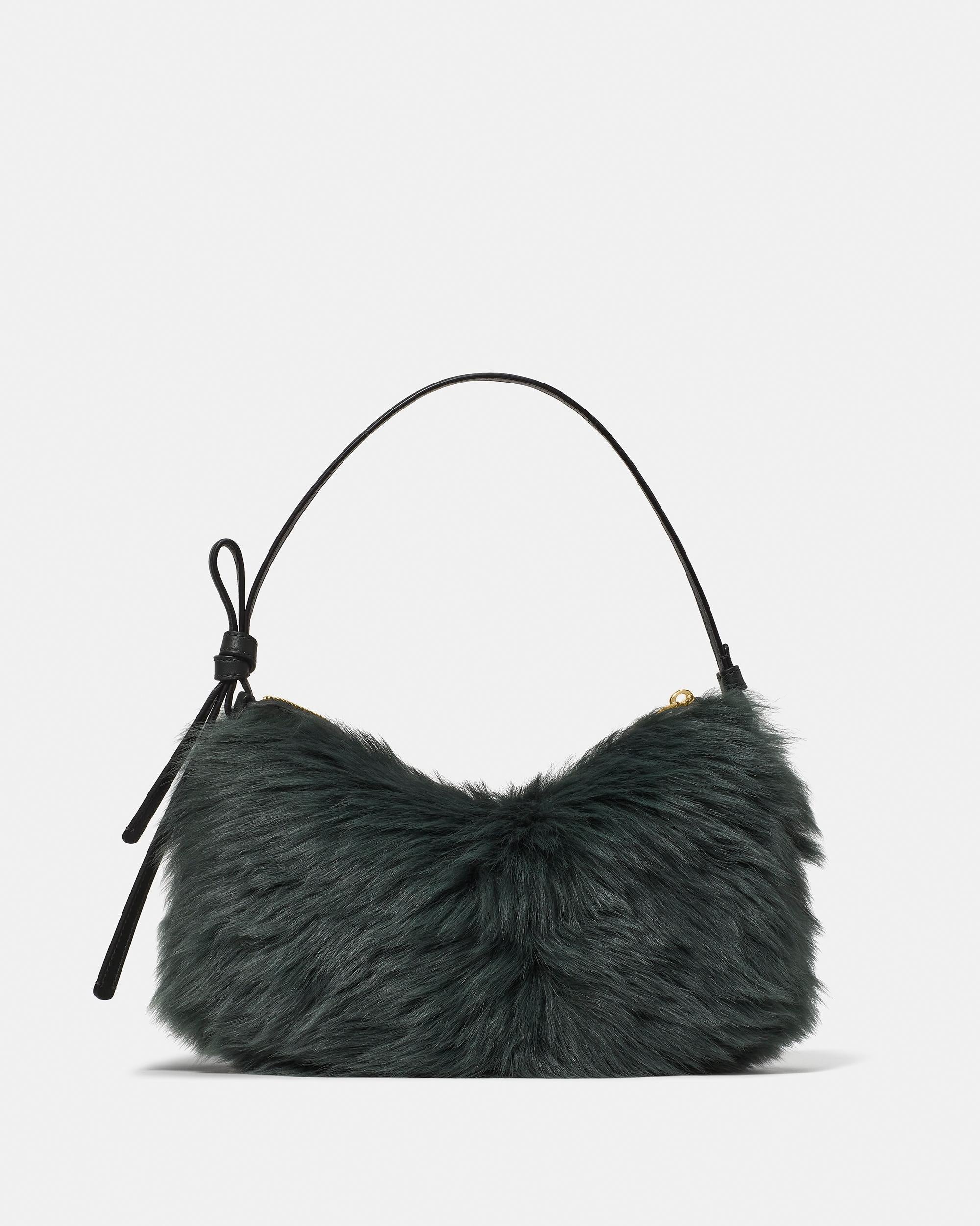 KN295-Loop Shearling Shoulder Bag-Deep Evergreen