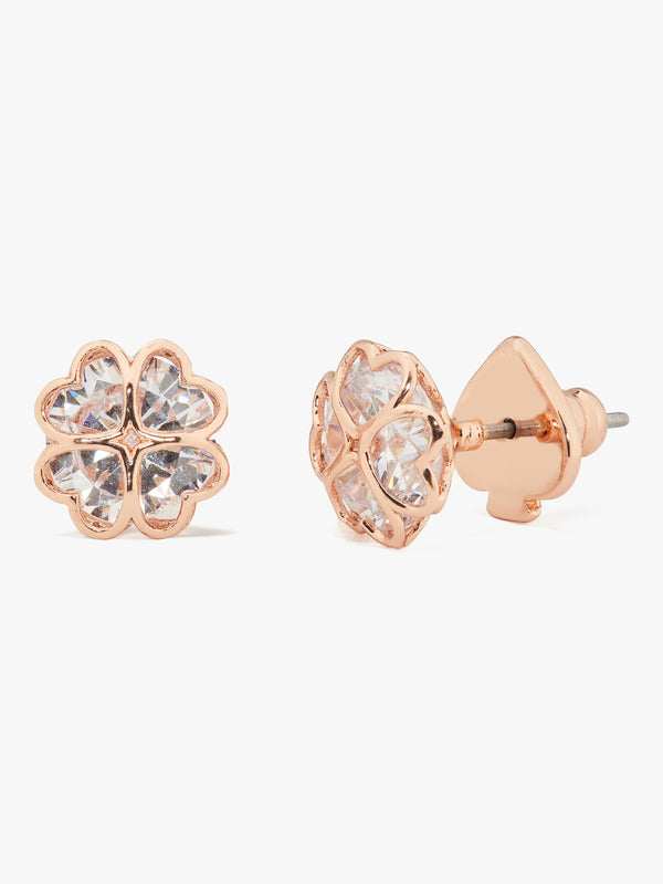 K5264-spade studs-Clear/Rose Gold