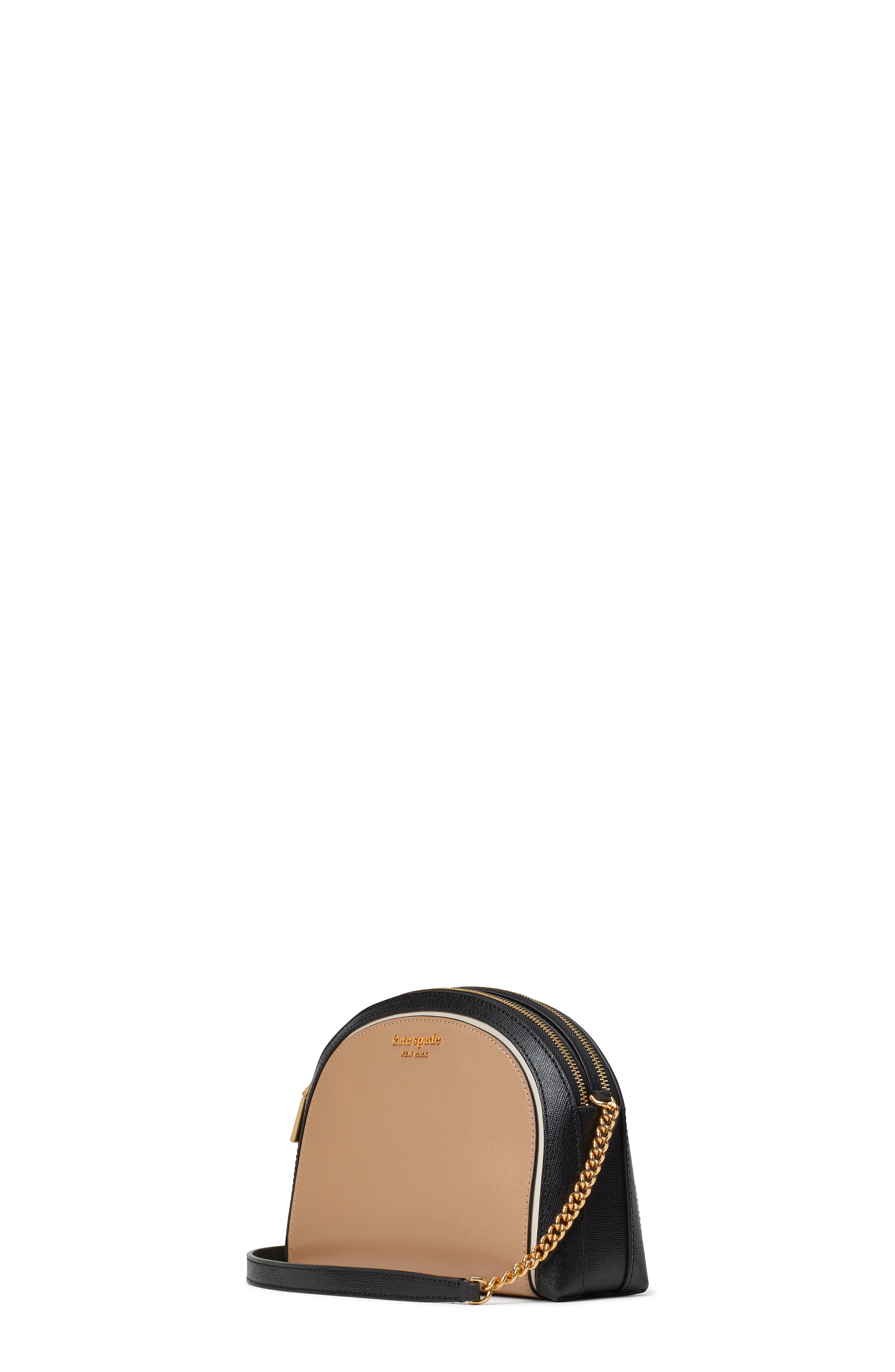 K8964-Cafe Mocha Multi-morgan colorblocked double-zip dome crossbody