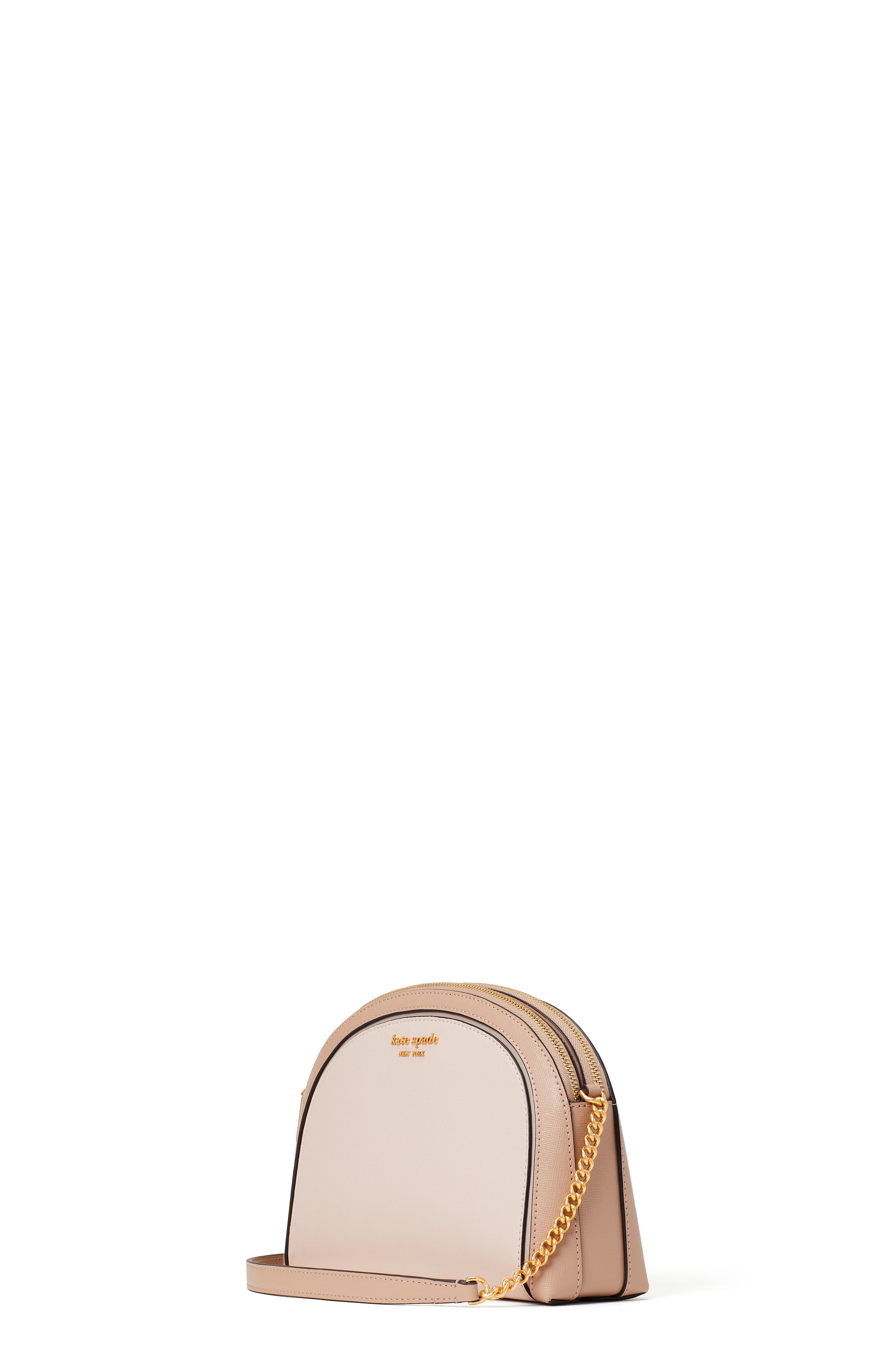 K8964-Pale Dogwood Multi-morgan colorblocked double-zip dome crossbody