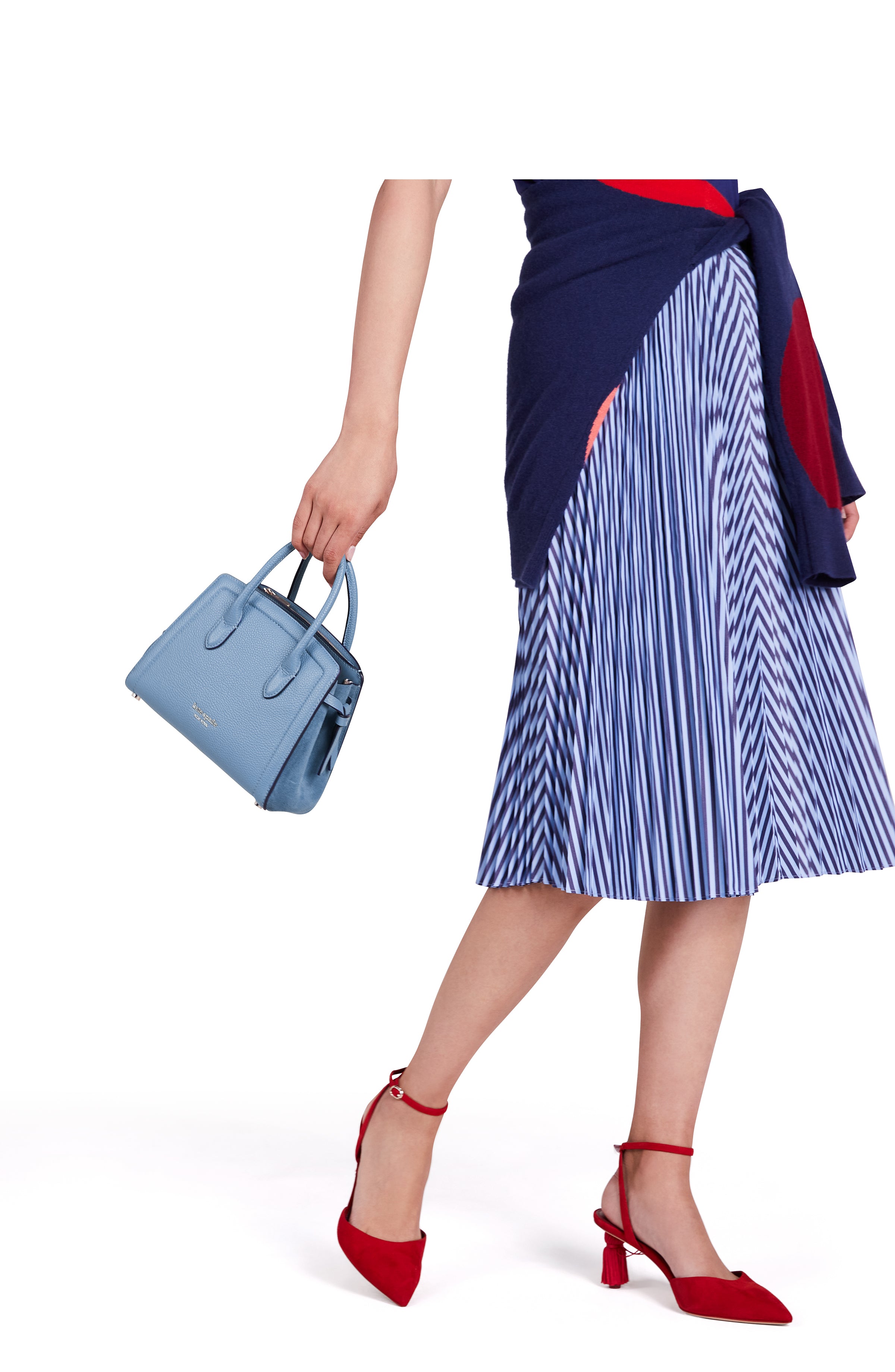 knott pebbled leather & suede mini satchel