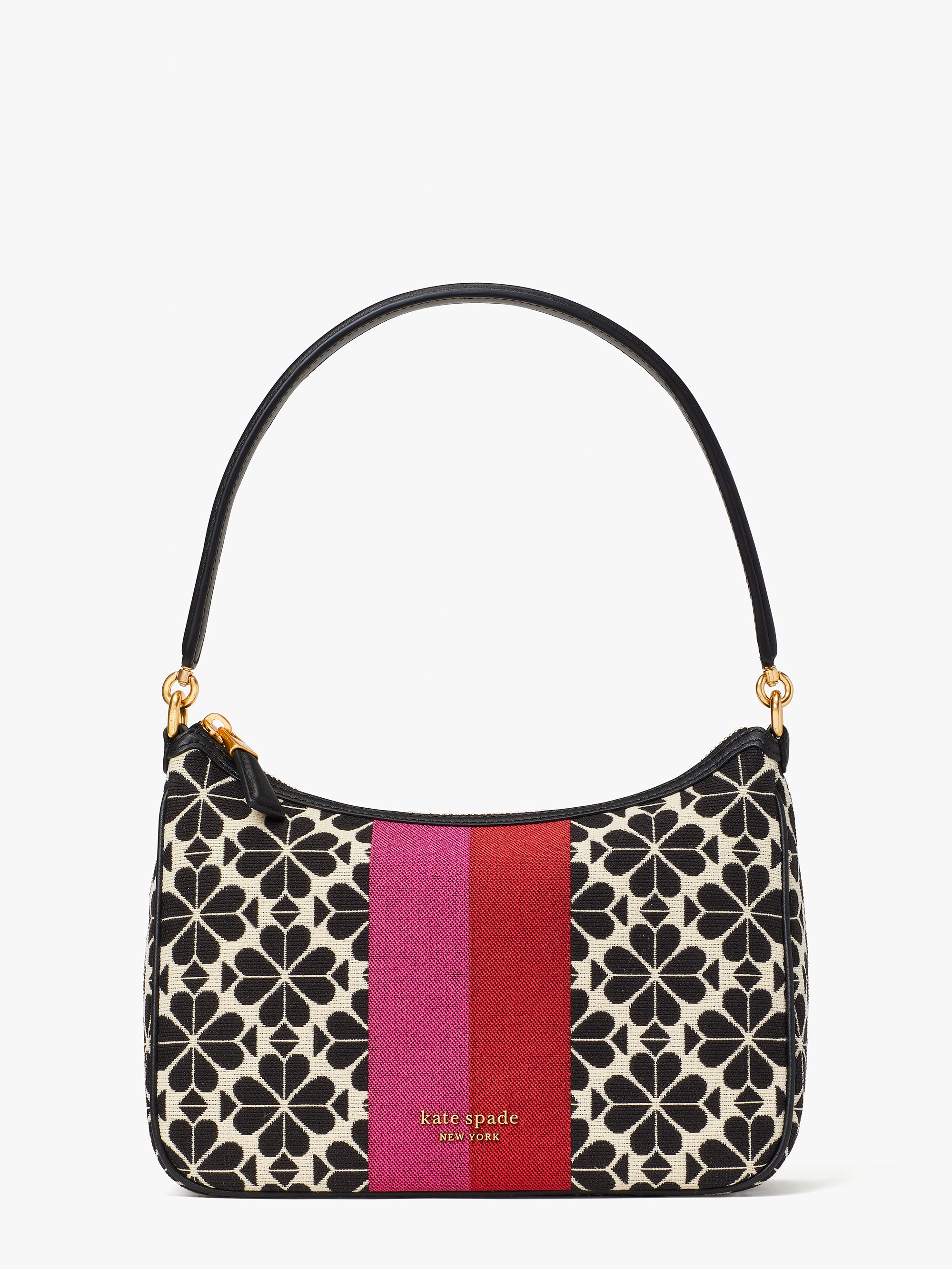 K9033-spade flower jacquard stripe sam small convertible shoulder bag-Cream Multi
